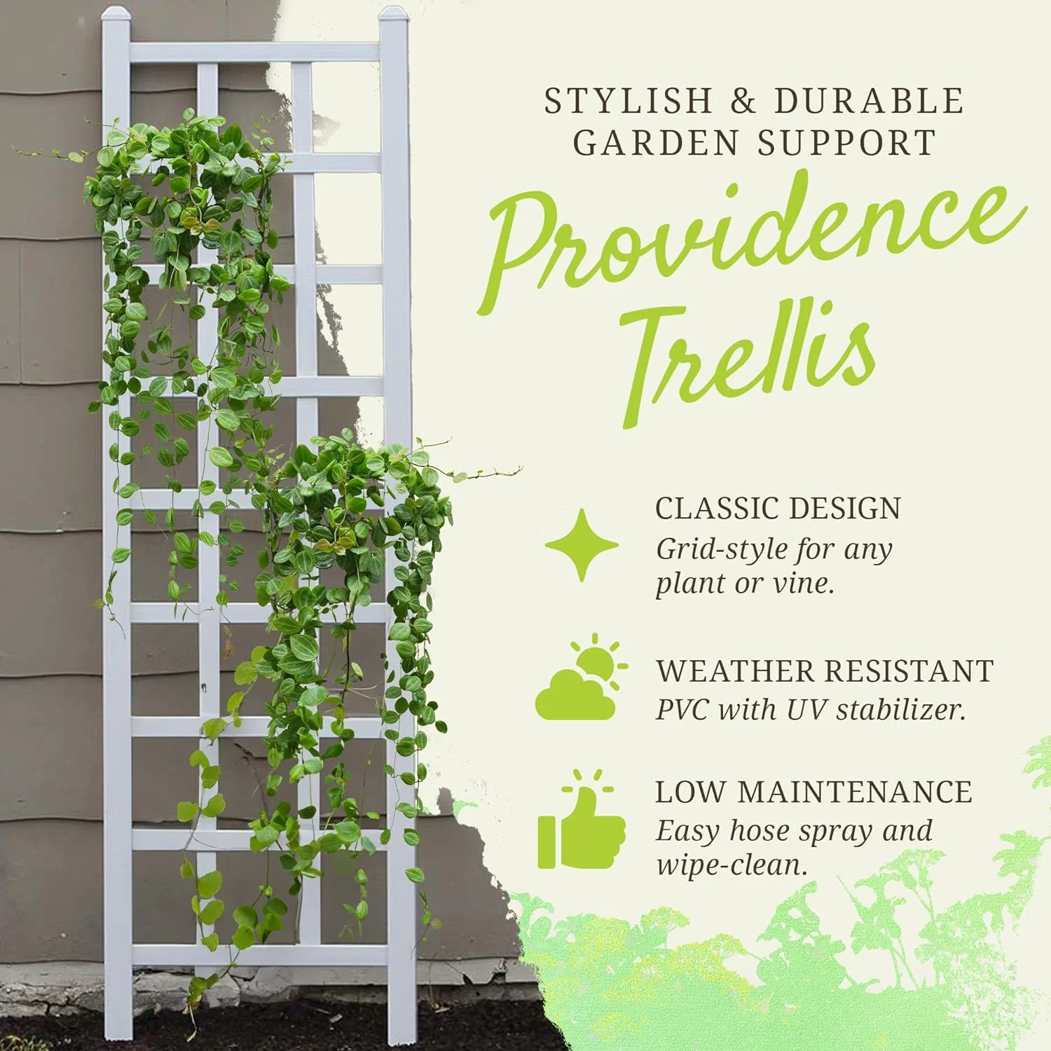 Dura-Trel Providence 22 by 75 Inch Heavy Duty Weather Stabilized PVC Vinyl Outdoor Garden Patio Trellis with Wall Mounting Screws and Spacers, White