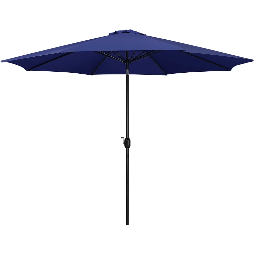 Topeakmart 11FT Patio Umbrella Market Umbrella w/ Push Button Tilt and Crank, 8 Ribs, Tan