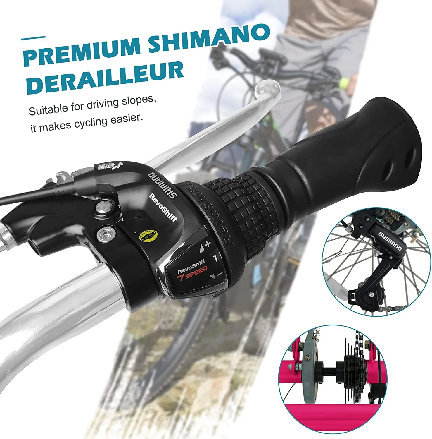 MOONCOOL Adult Tricycle with Wide Handlebars, 7 Speed Three Wheel Bike Cruiser Trike, 24/26 Inch Adults Trikes with Shopping Basket, Exercise Men's Women's Tricycles