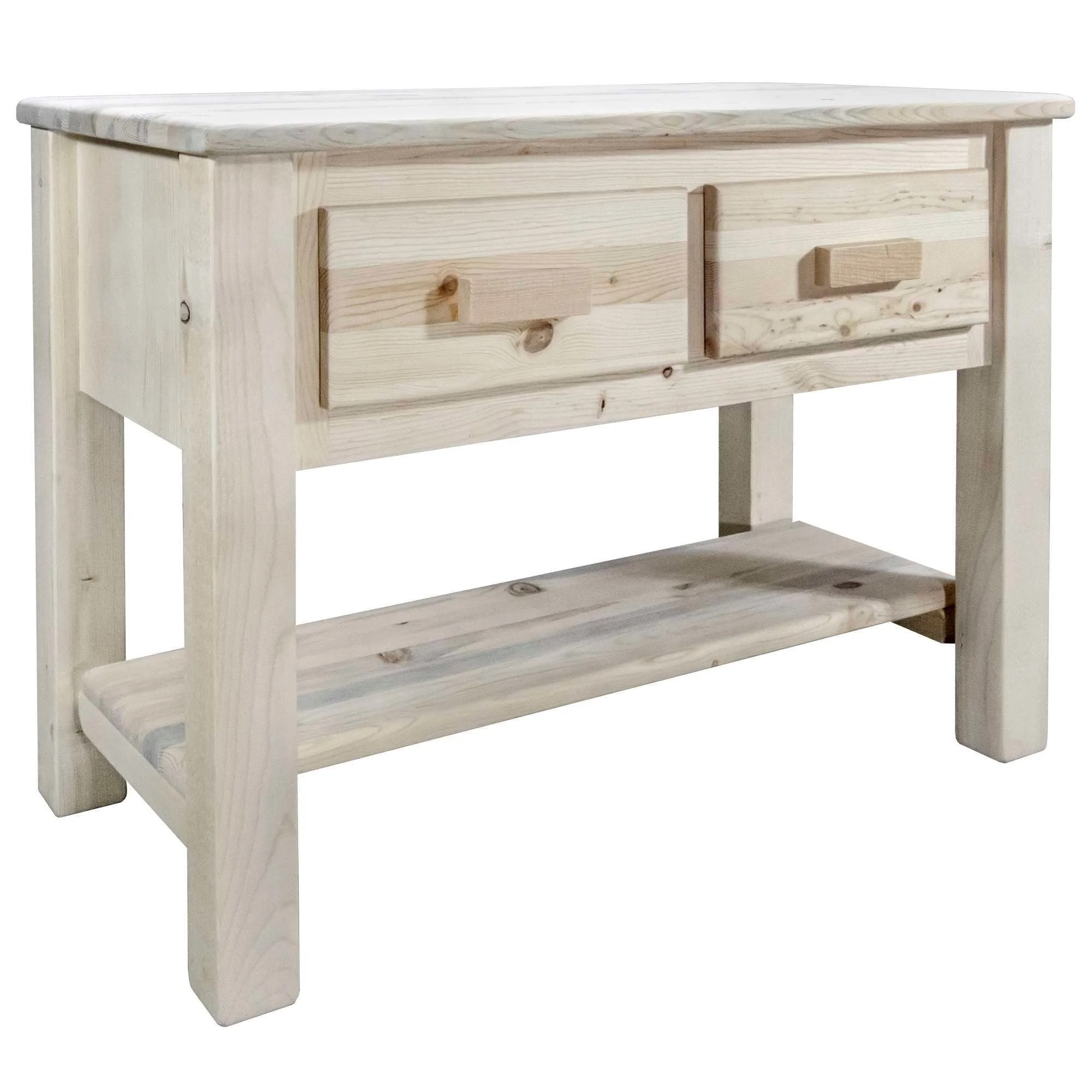 Homestead Collection Console Table w/ 2 Drawers, Clear Lacquer Finish