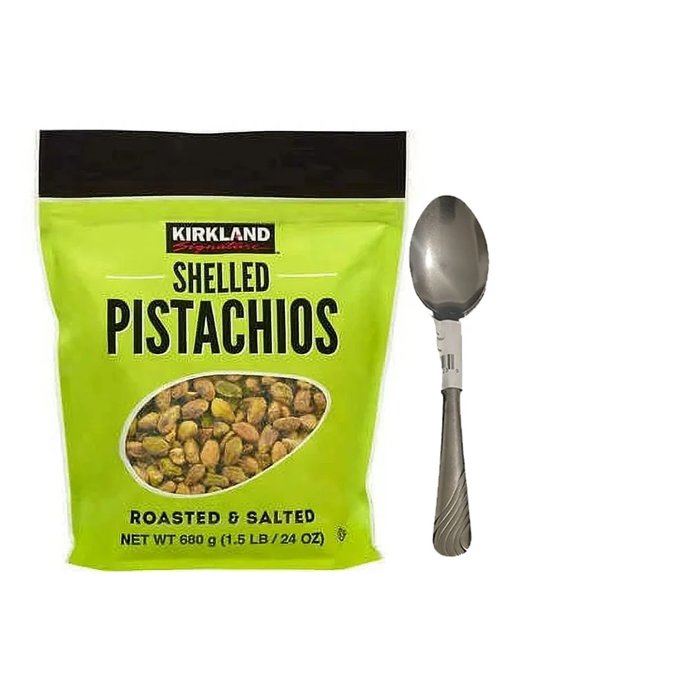 Kirkland Signature Shelled Pistachios, Roasted & Salted, 1.5 lbsAlong with Spoon and Tissue