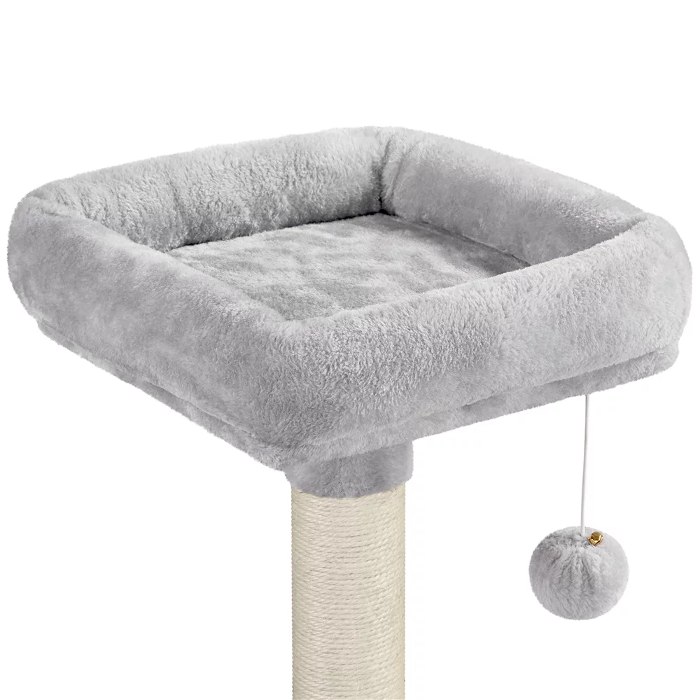 Easyfashion 60.5-inch Tall Cat Tree Cat Tower with Condo, Light Gray