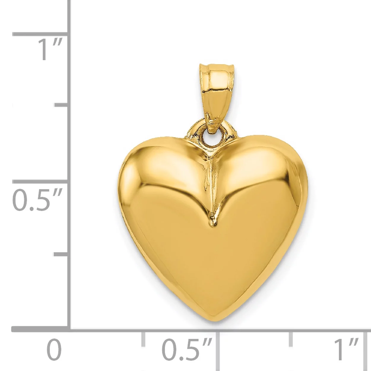 Carat in Karats 14K Yellow Gold Polished 3-D Puffed Heart Pendant Charm (24mm x 16mm) With 10K Yellow Gold Lightweight Rope Chain Necklace 20''