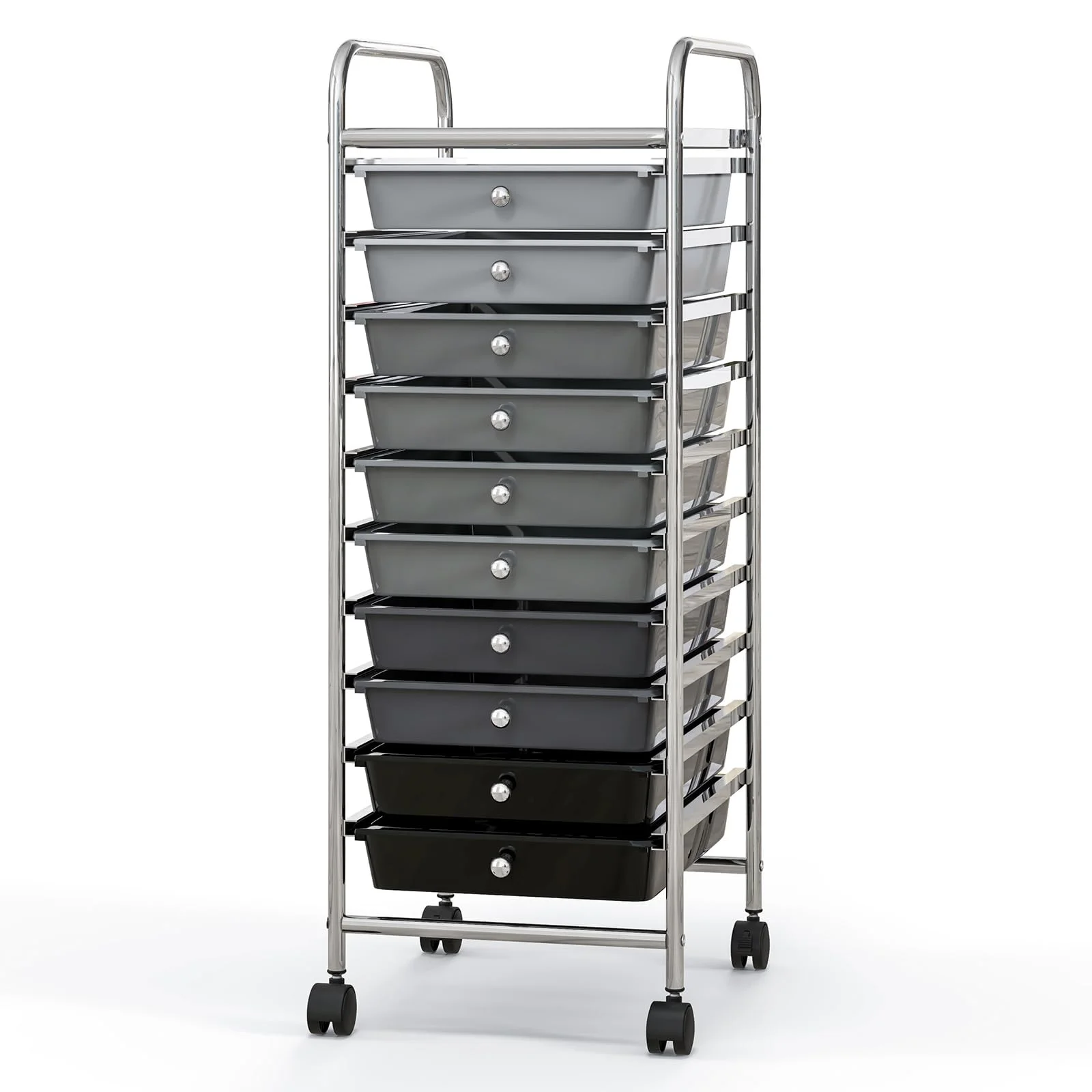 10-Drawer Storage Cart w/Universal Wheel, Rolling Cart w/Handle, Home Organizer Storage Unit w/Removable Drawers, Trolley Utility Cart for Kitchen Makeup Living Room Office Play Room