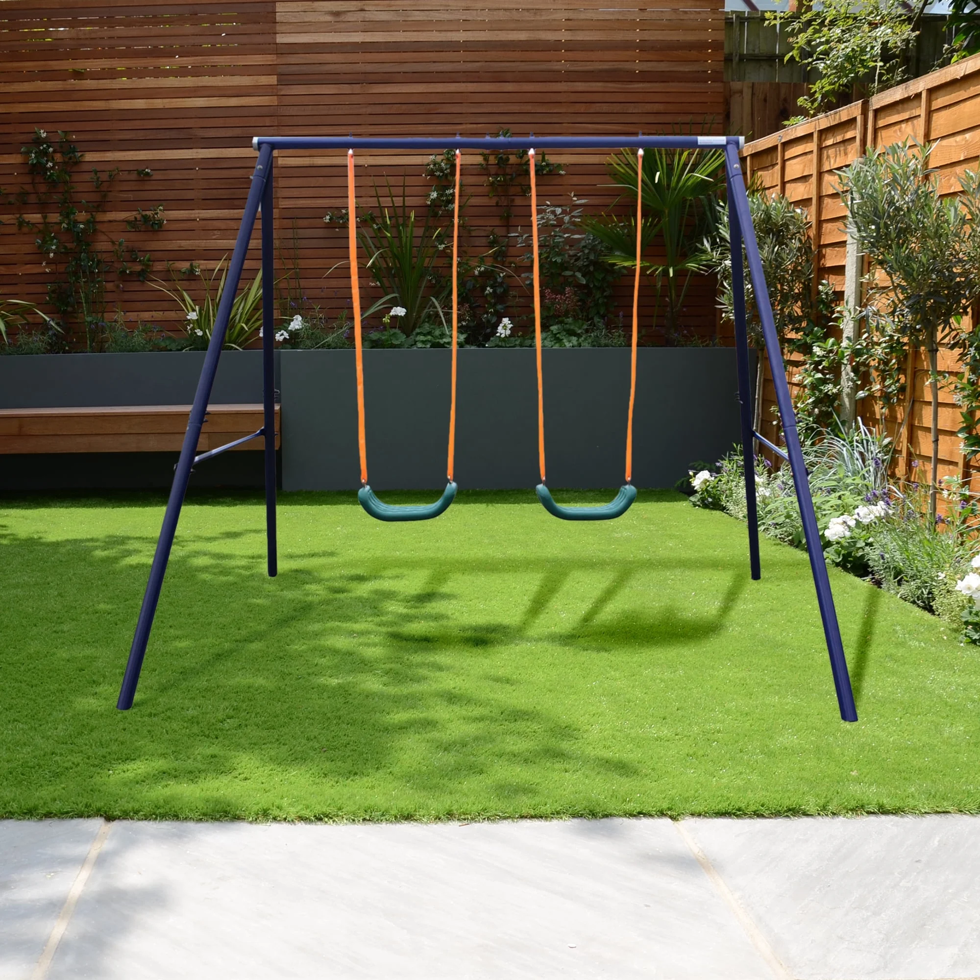 Ufurpie Metal Swing Set,Outdoor Heavy Duty Extra Large Swing Frame with 2 Swing,Ages 3 and Up,for Backyard,Outdoor Swing for Kids,Toddlers,Children