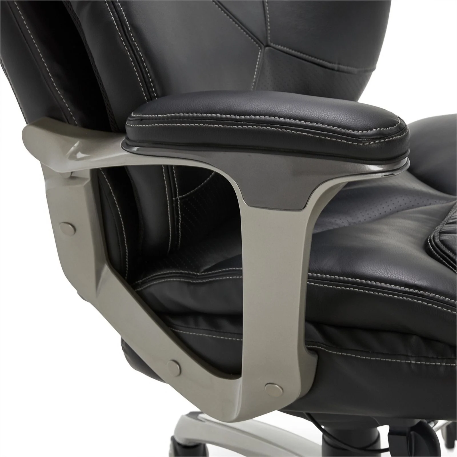 Scranton & Co Modern Faux Leather & Metal Executive Office Chair in Black/Silver