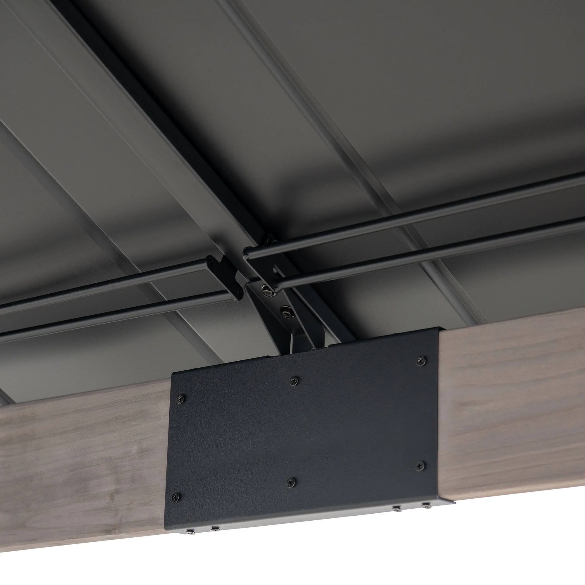 Sunjoy 13 ft. x 15 ft. Cedar Framed Gazebo with Black Steel and Polycarbonate Hip Roof Hardtop