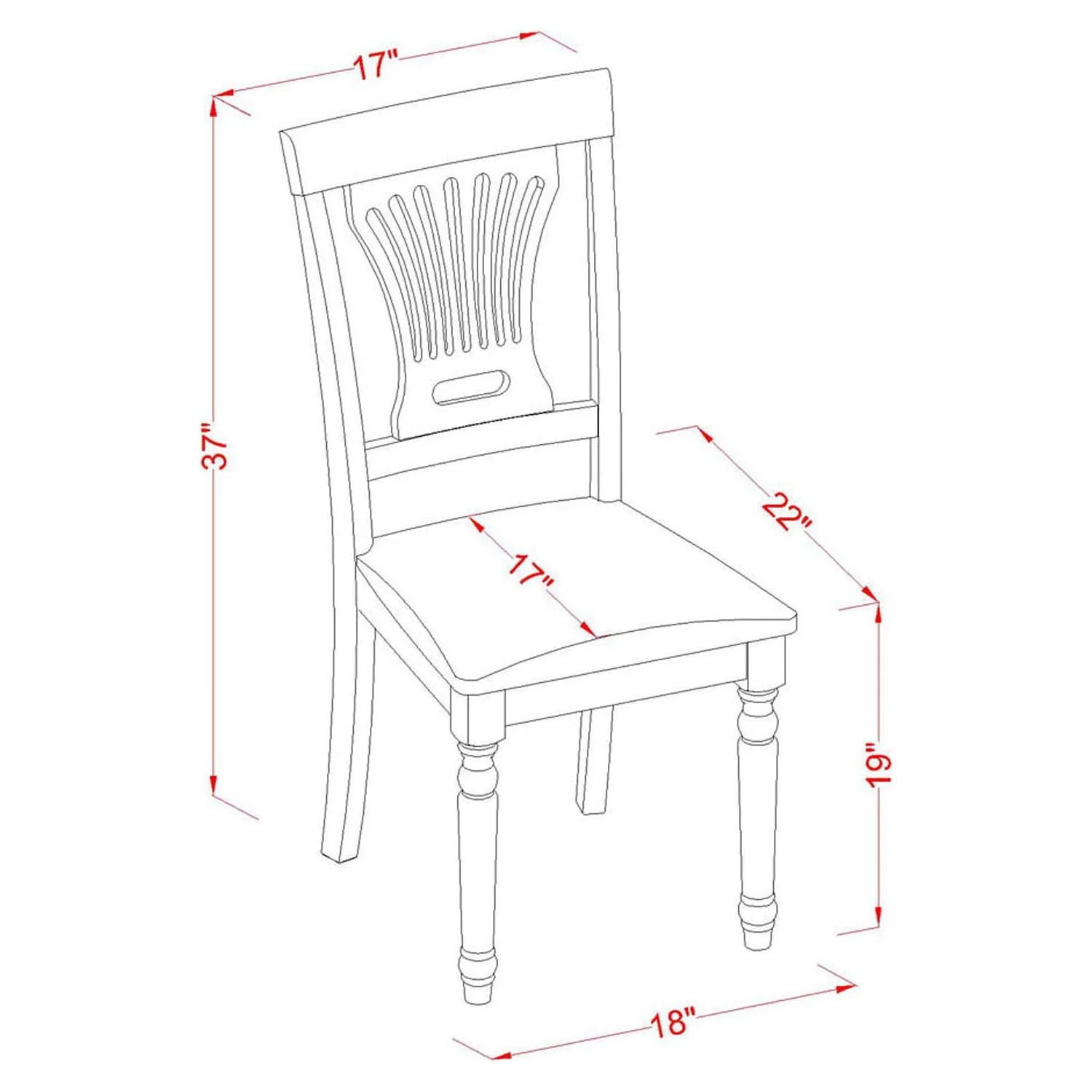 East West Furniture Weston 5-piece Wood Dining Set with Cushion Seat in Cherry