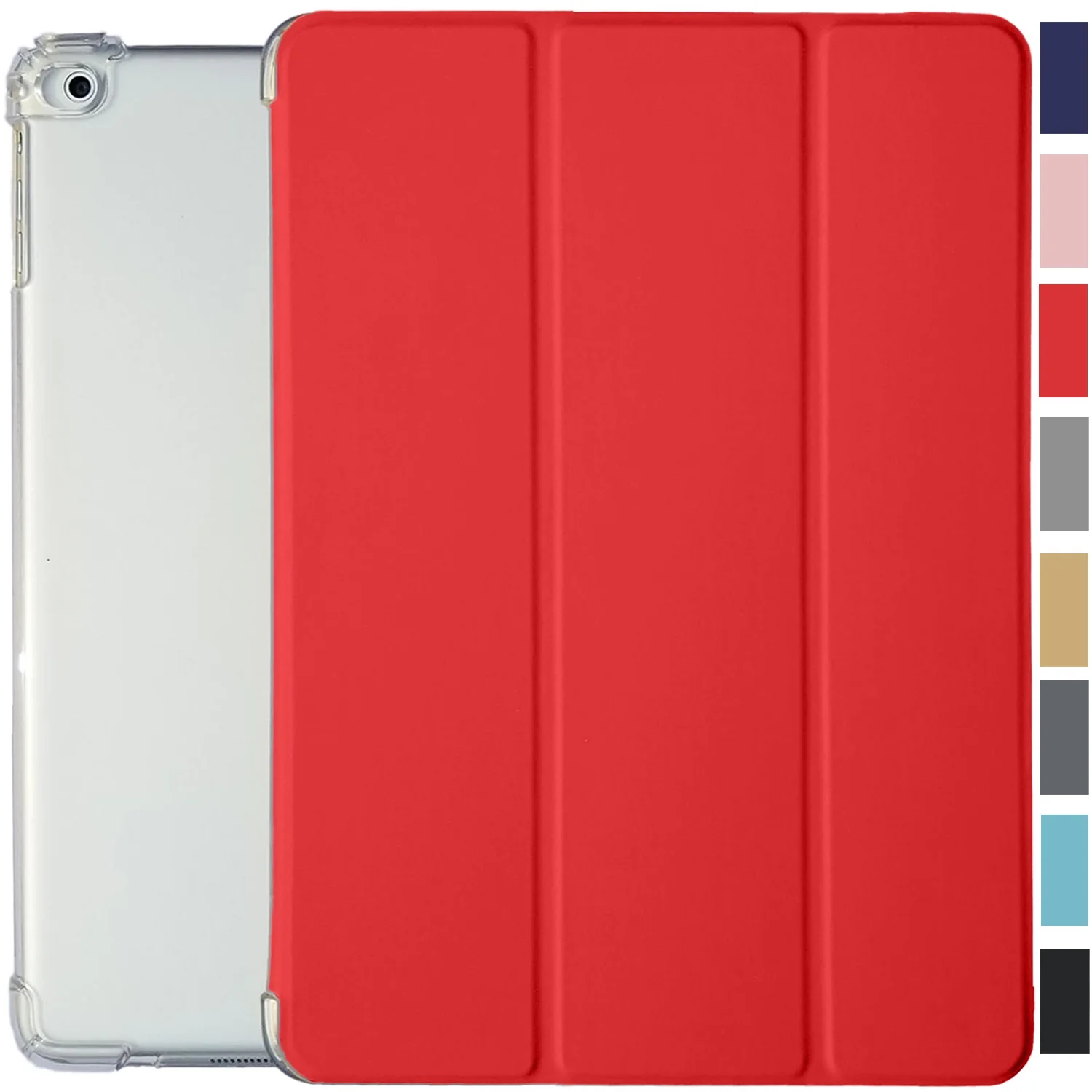 iPad 9.7 5th 6th Gen Air 1st 2nd Generation [iPad 5 6 Air 1 2] A1893 A1822 A1566 A1474 MH2V2LL/A MRM52LL/A MP242LL/A Slim Cover with AirCushion Corner for Extra Shock Protection - Red