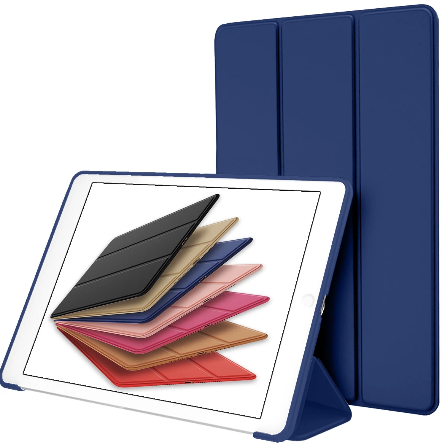 iPad PRO 9.7iPad 5th 6th Gen Air 1st 2nd Generation [iPad 5 6 Air 1 2 ] 9.7 Inch A1893 A1822 A1566 Magnetic Dual Angle Stand Cover with Protective Durable Shock Proof Back - Navy Blue