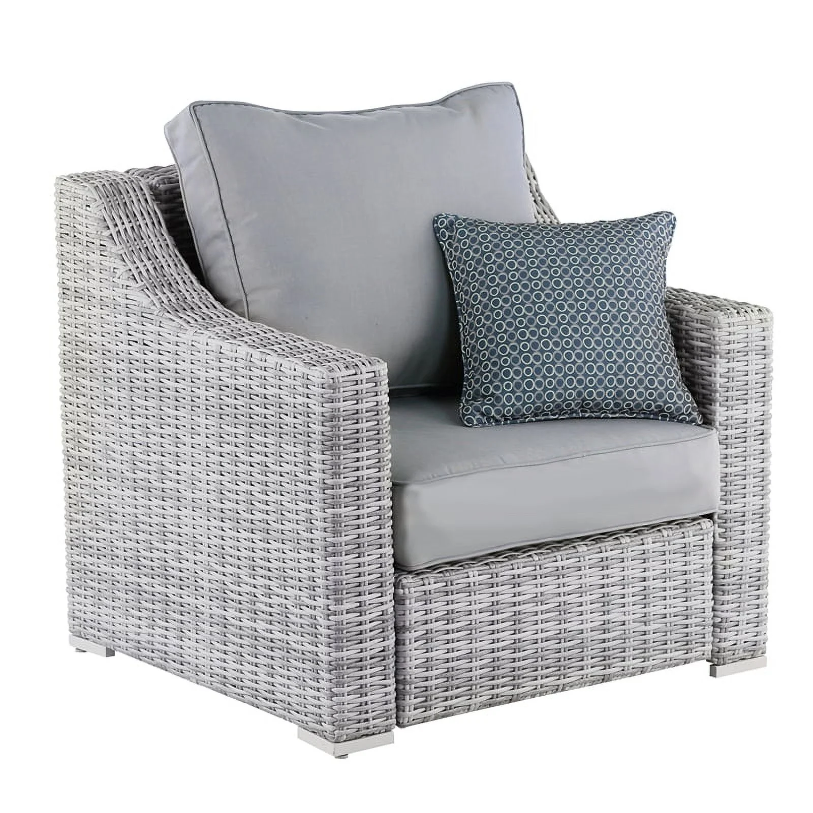 Afuera Living Modern Wicker / Rattan Outdoor Arm Chair with Metal Frame in Gray