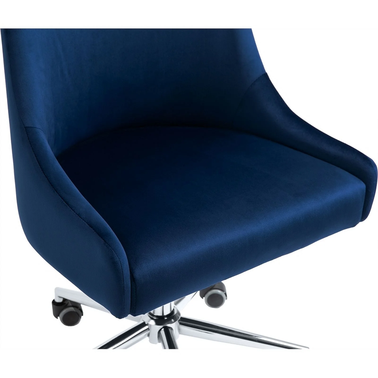 Scranton & Co Velvet Swivel Adjustable Office Chair with Casters in Navy