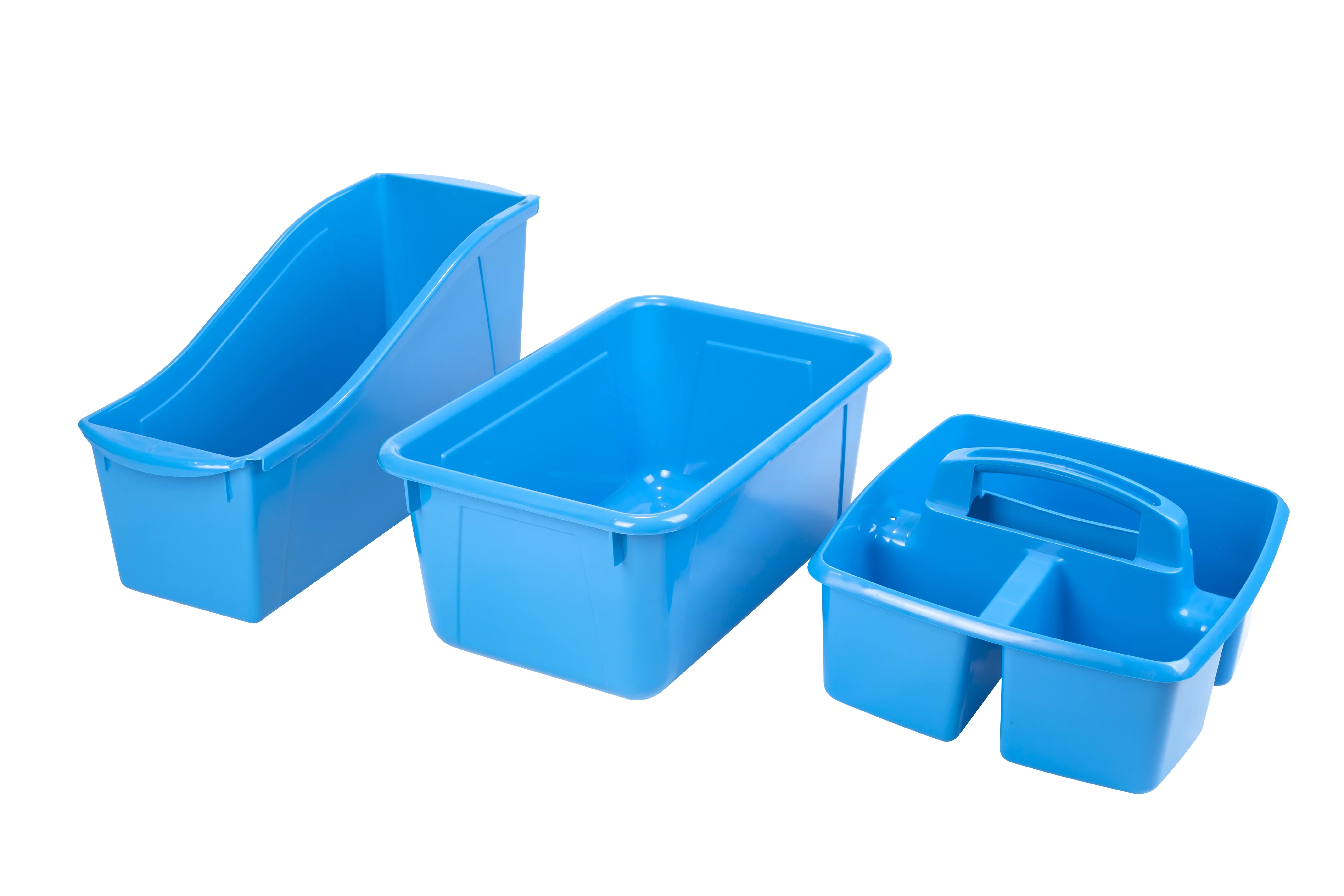 Pen+Gear Plastic Desktop Book Organzer Bin with Label Pocket, Hawaiian Ocean, 6-Pack