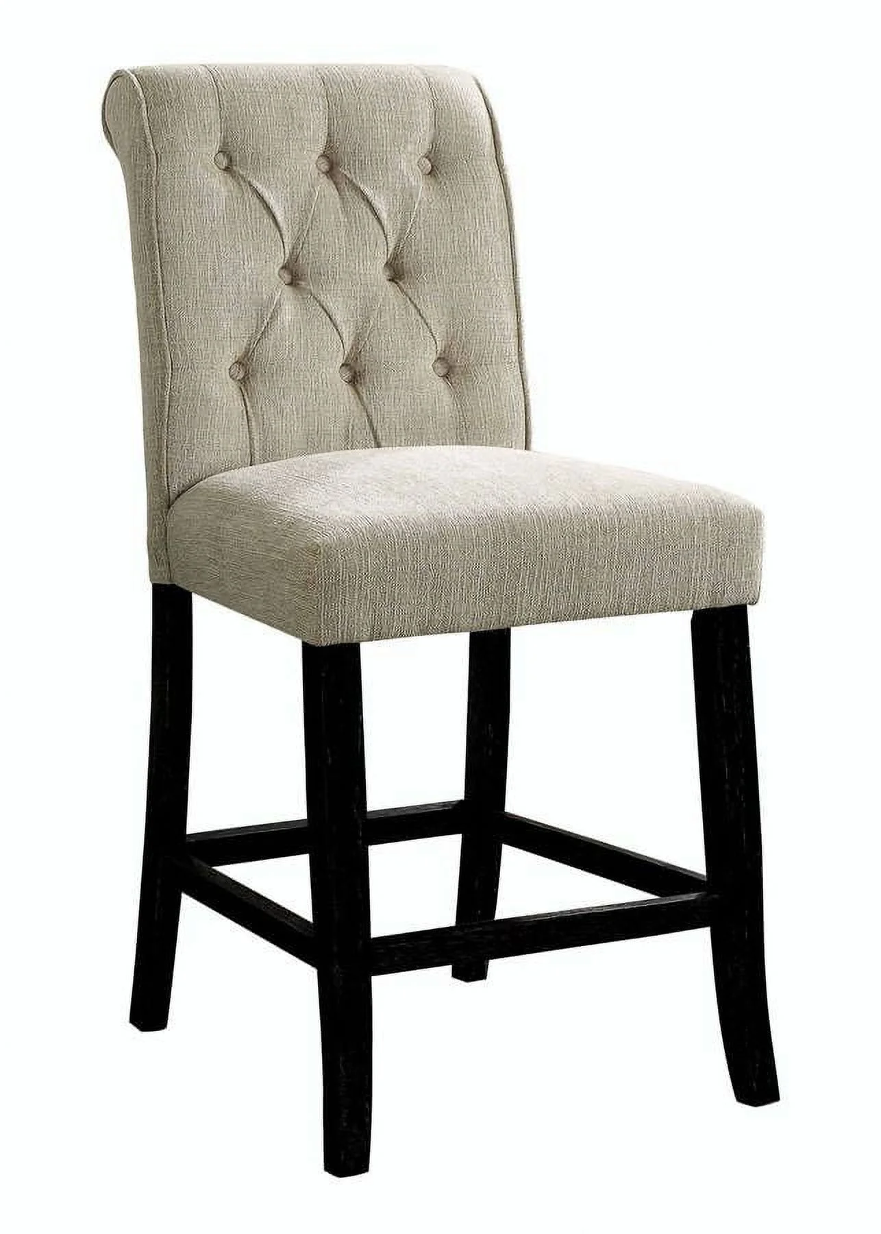 CoSoTower Dining Room Furniture Rustic Style Set of 2 Counter Height Chairs Beige Chenille Fabric Upholstered Tufted Kitchen Breakfast