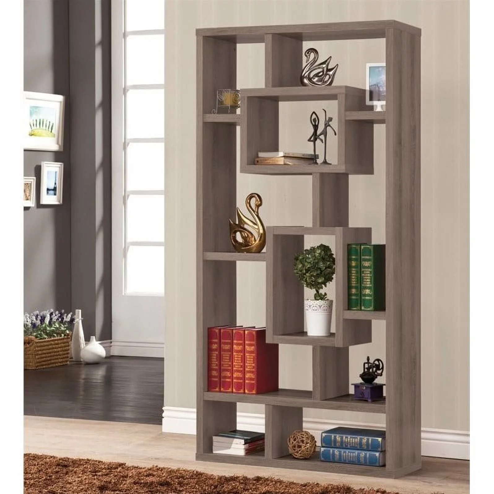 Bowery Hill Modern Bookcase in Dark Gray