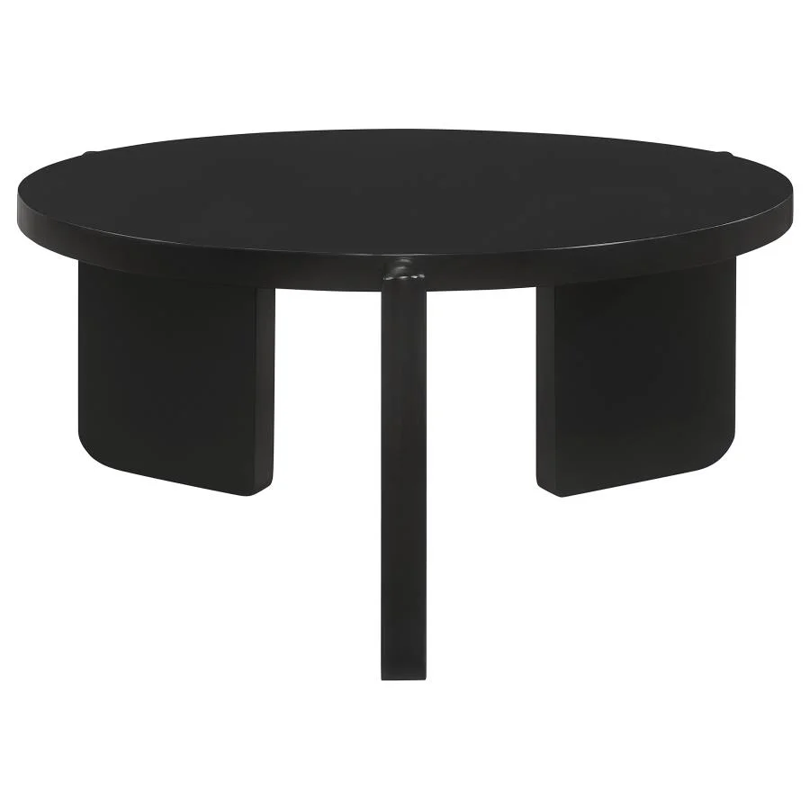 Ganso Round Metal Coffee Table with Tempered Glass Top Black