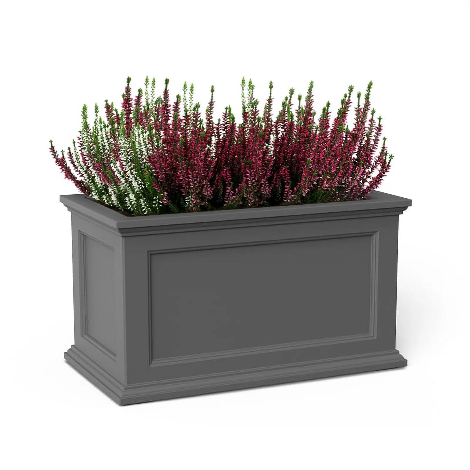 Mayne Fairfield 20x36 Weatherproof Traditional Plastic Planter in Graphite Gray