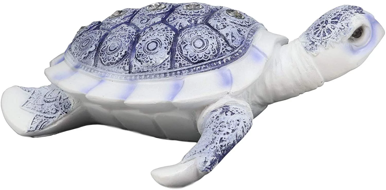 Ming Terracotta Blue And White Feng Shui Celestial Sea Turtle Statue 7.5
