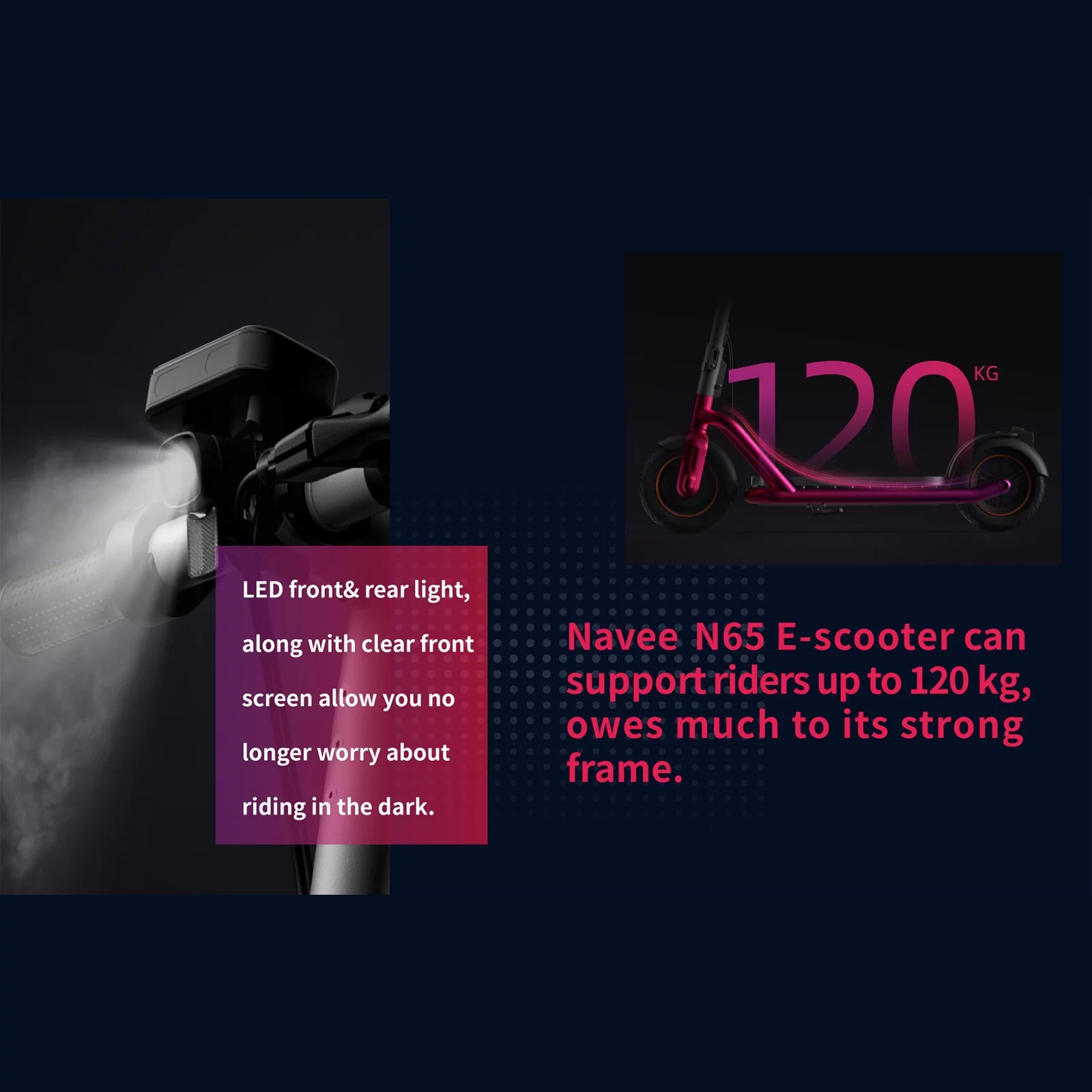 NAVEE N65 Foldable Electric Scooter for Adults and Child, Up to 40 Miles Range, 15.5 Mph, 10