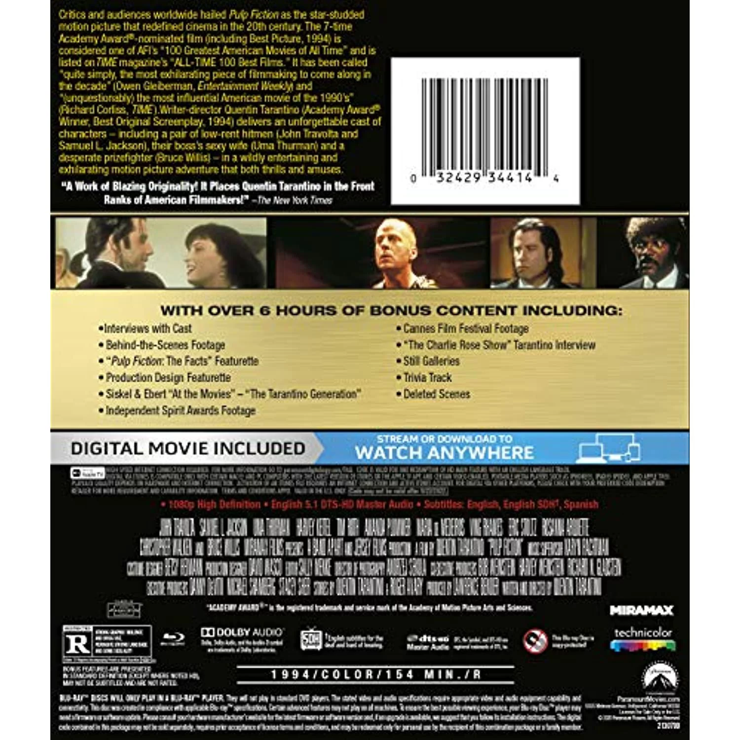 Pulp Fiction (Blu-ray), Miramax, Action & Adventure