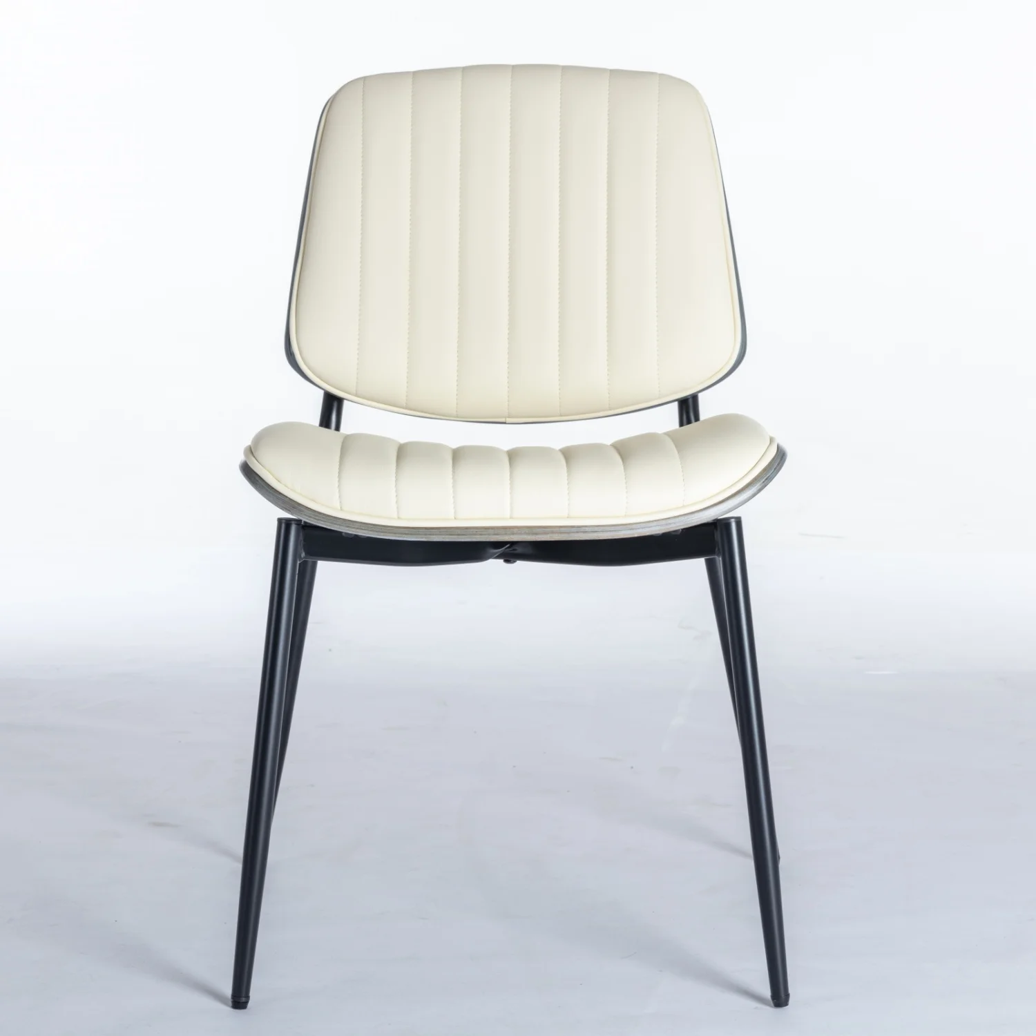 Modern Beige PU Upholstered Dining Chairs Set of 2 - A&A Furniture  Mid Century Retro Faux Leather Chair with Walnut Bentwood Back  Metal Legs  Adjustable Foot for Kitchen Dining Room Fur