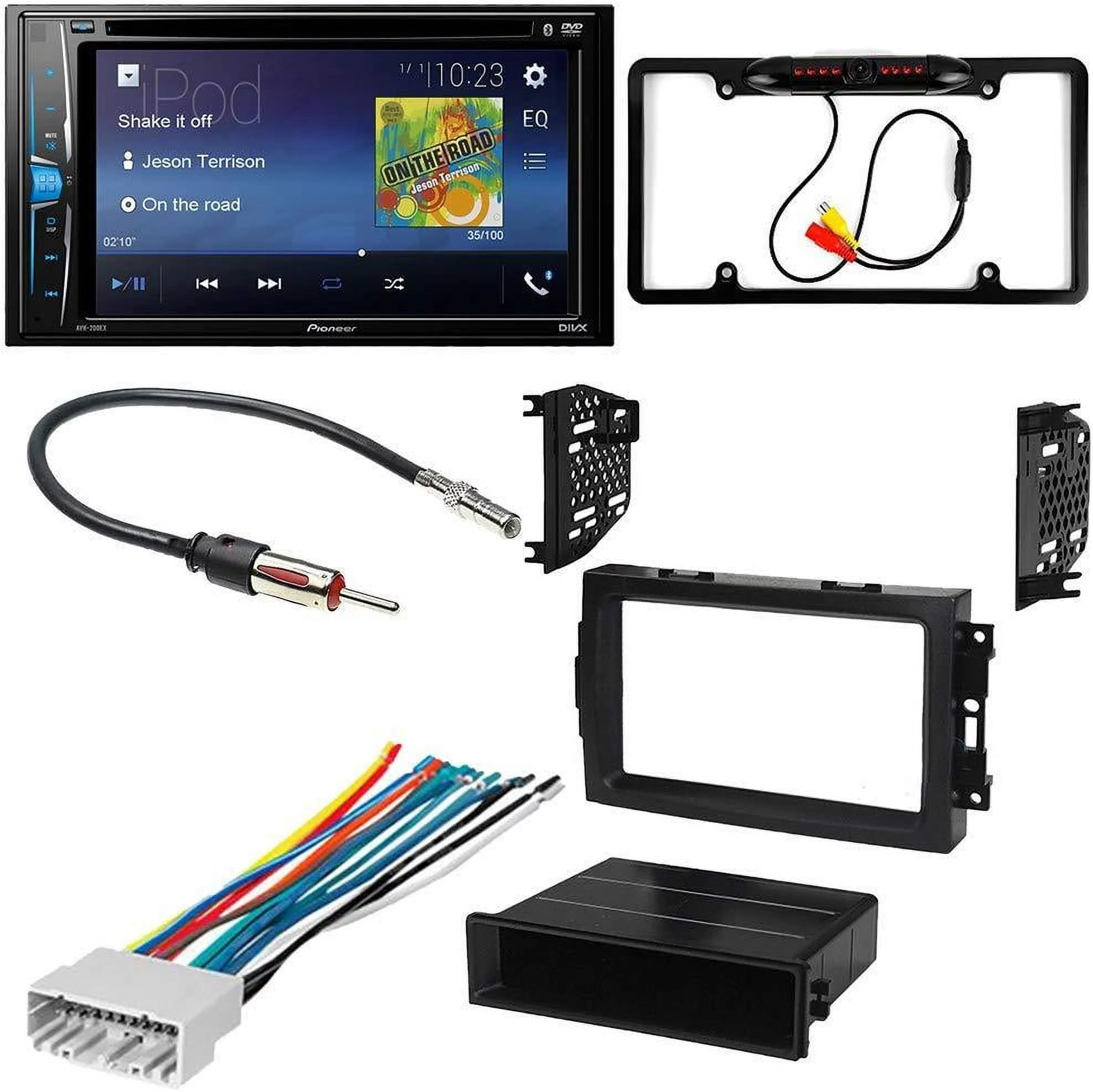 KIT2278 Bundle with Pioneer Multimedia DVD Car Stereo and Installation Kit - for 2006-2007 Jeep Commander / Bluetooth Touchscreen, Backup Camera, Double Din Mounting Kit