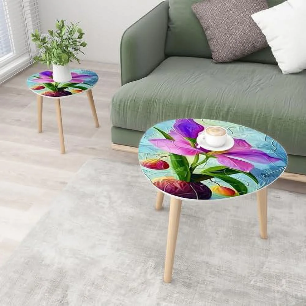 TJXFVNB Small Coffee Nesting  Abstract Stained Glass Mosaic red  Triangle End  Center   Modern   Room Bedroom Balcony