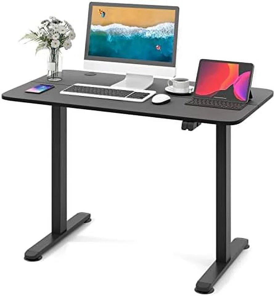 CHTYVC Height Adjustable Electric Standing Desk  44 x 24 Inches Sit to Stand Computer Workstation with Cable Management Hole  Ergonomic Stand up Desk with Splice Board for Home Office (Wh