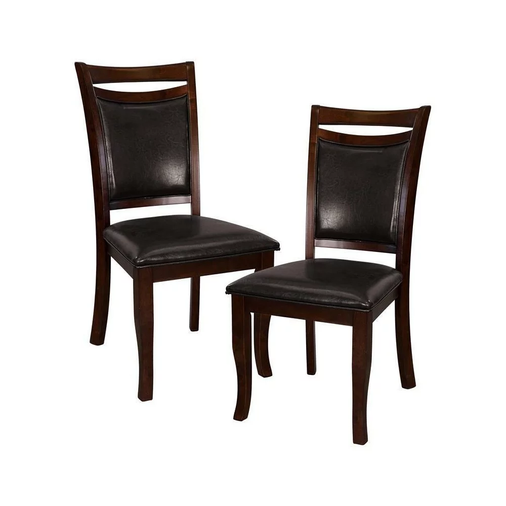 Set of 2 Traditional Wood Dining Room Side Chairs Dark Cherry - 1 7x 31