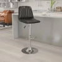Emma + Oliver Black Vinyl Embellished Stitch Adjustable Height Barstool