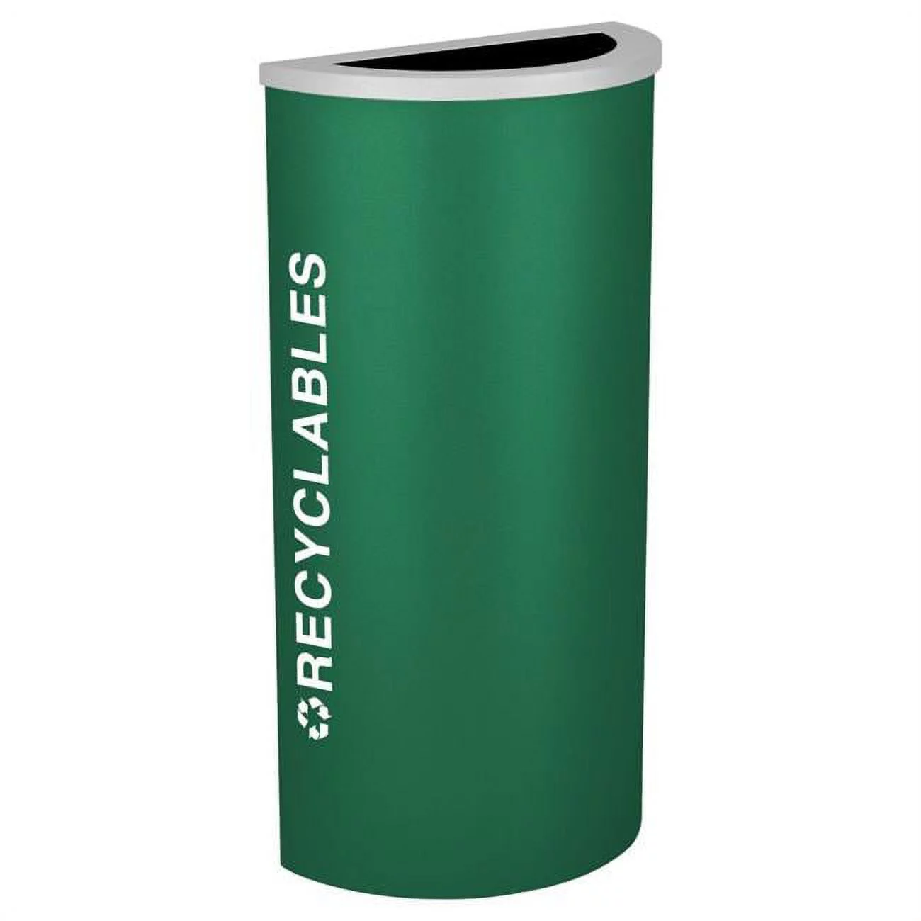 Ex-Cell Kaiser 8 Gallon Half Round Recycling Receptacle with Recyclables Decal, Emerald Texture