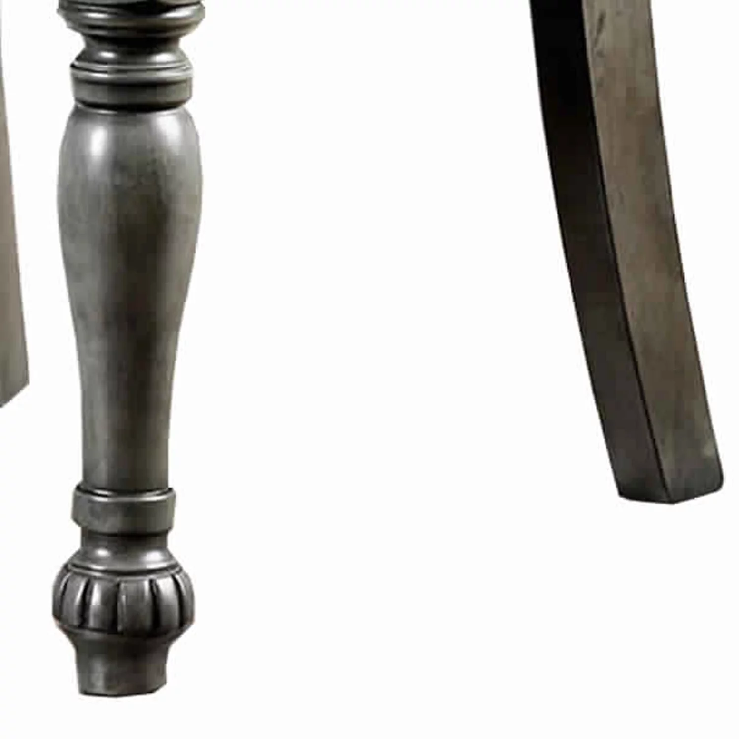 Benzara Traditional Style Wooden Arm Chair With Leatherette Cushions In Gray, Set Of 2