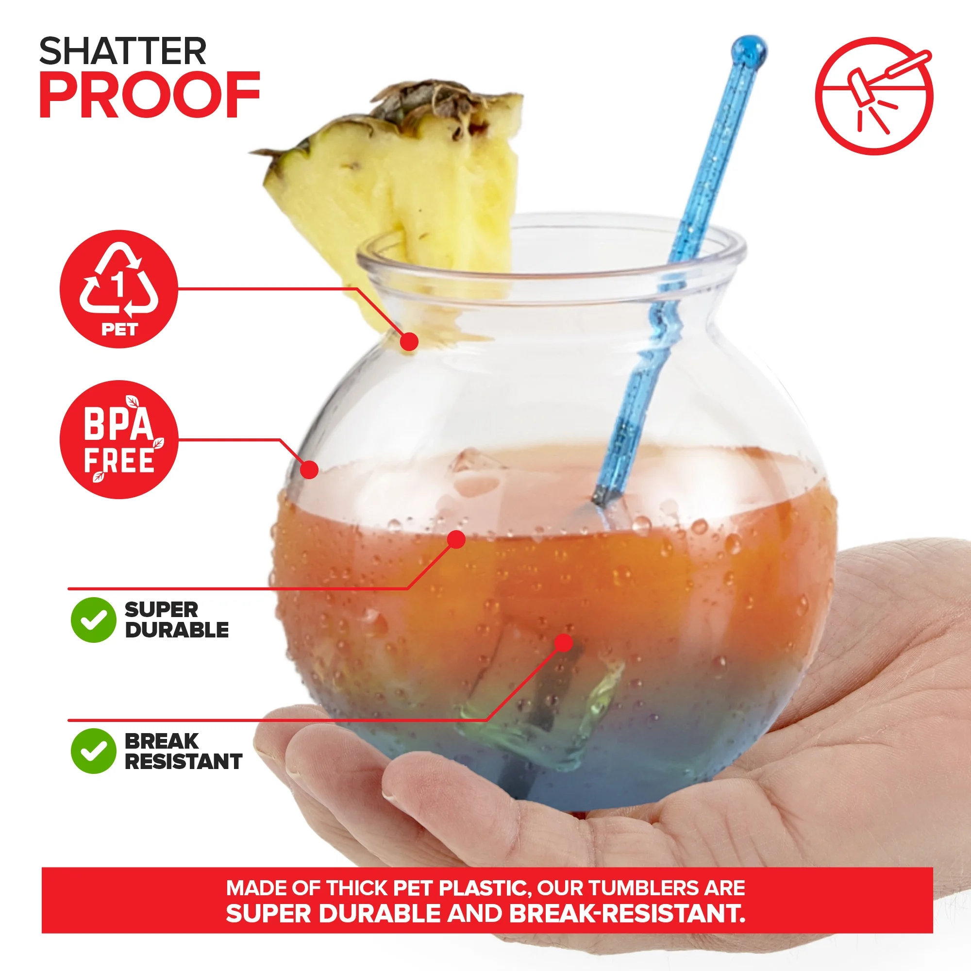 Small Round Plastic Fish Bowls for Parties (12 Pack) 16 oz Clear Mini Drink Bowl, Shatterproof Fishbowl Glasses for Drinks, Centerpieces, Decorations, Goldfish Pond Carnival Game, Centerpiece Vases