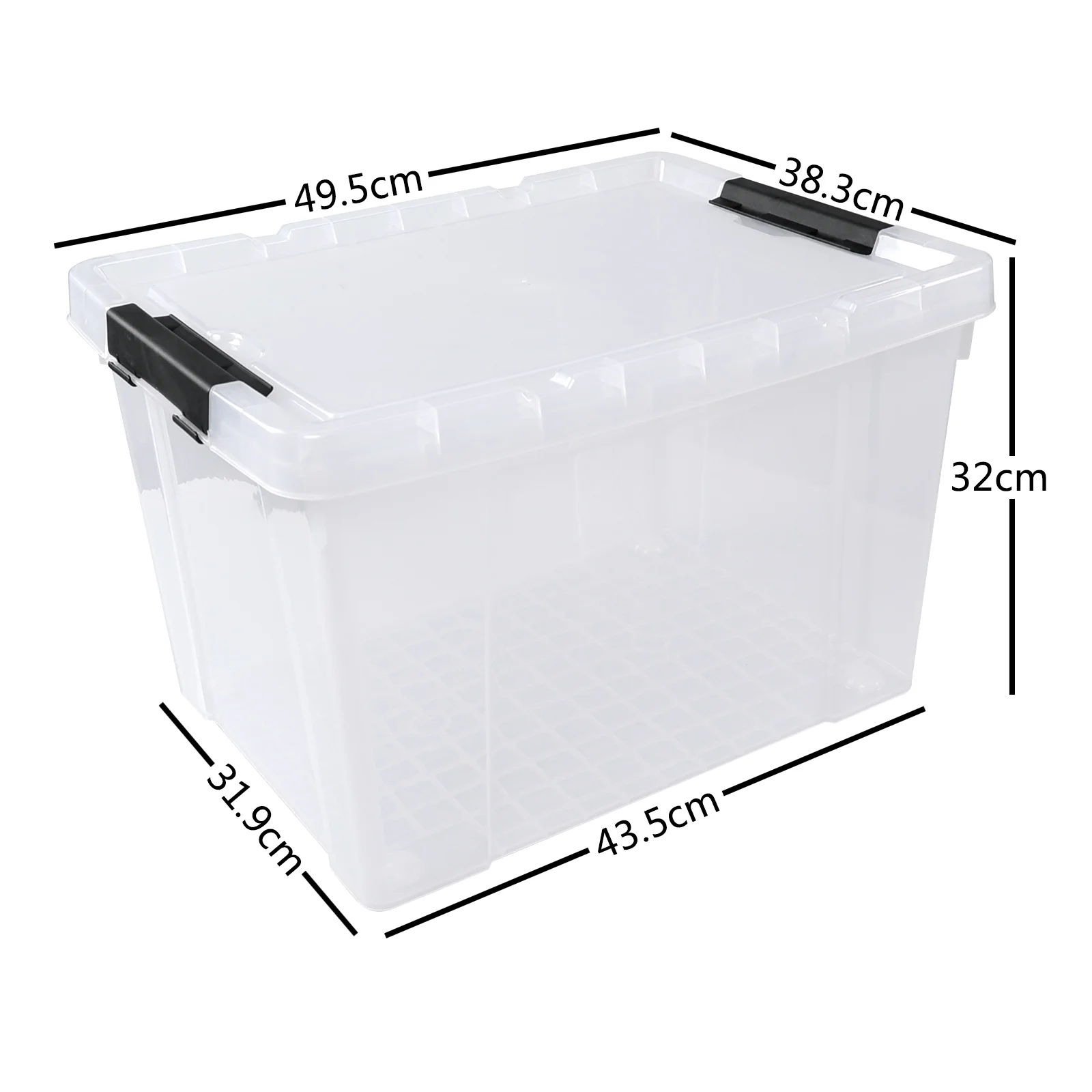 Teyyvn 4-Pack 50 L Large Plastic Storage Latch Bin with Lid, Clear Storage Boxes with Wheels