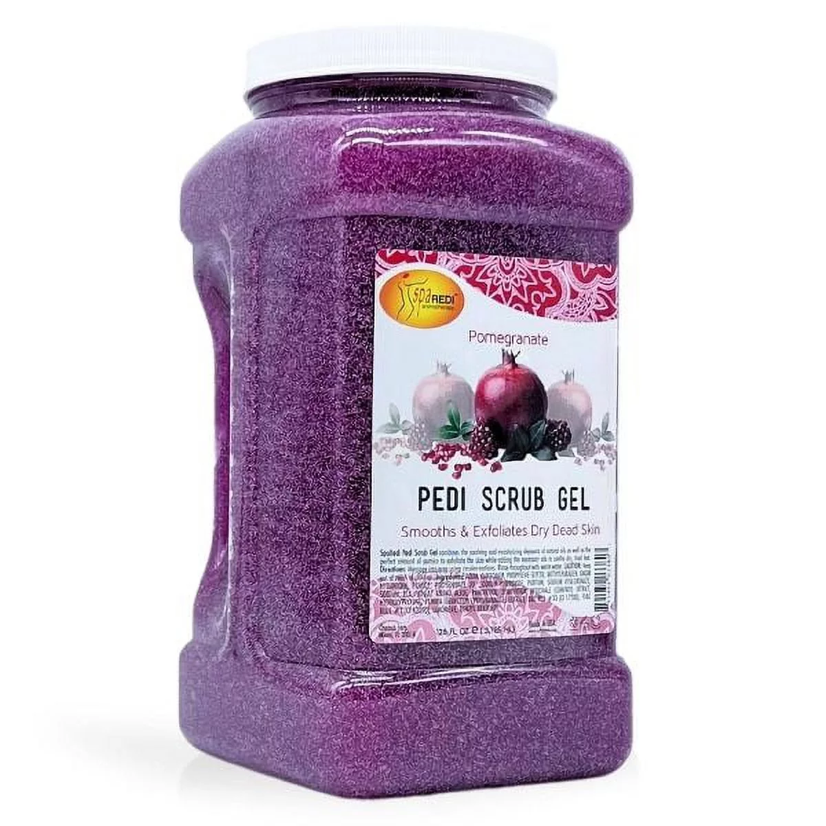 Spa Redi Exfoliating Pumice Gel Scrub 128 oz - Pomegranate, Full Body Mani-Pedi Polish
