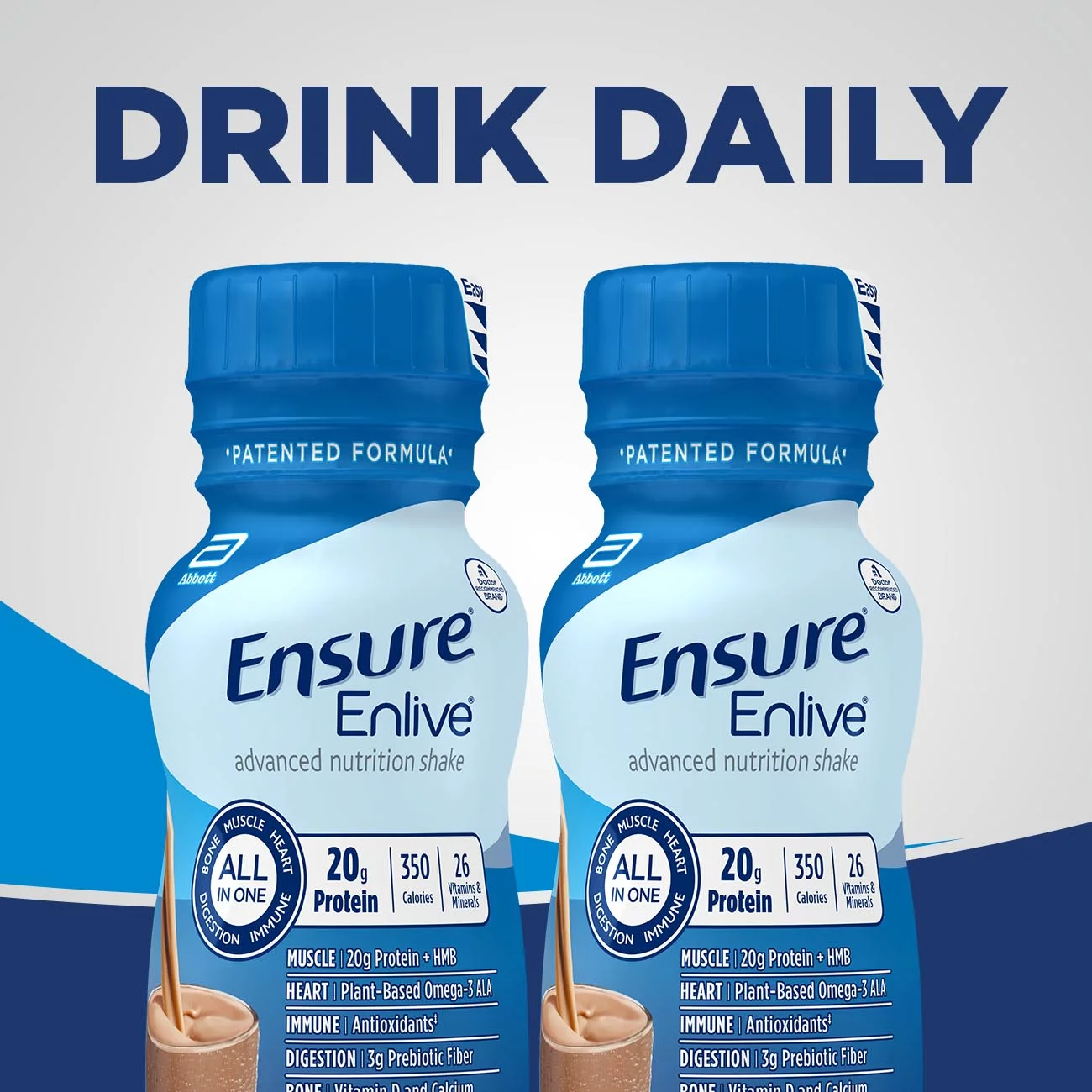 Ensure Enlive Advanced Nutritional Drink, 20 Grams Protein, Milk Chocolate, 8 fl oz, 16 count