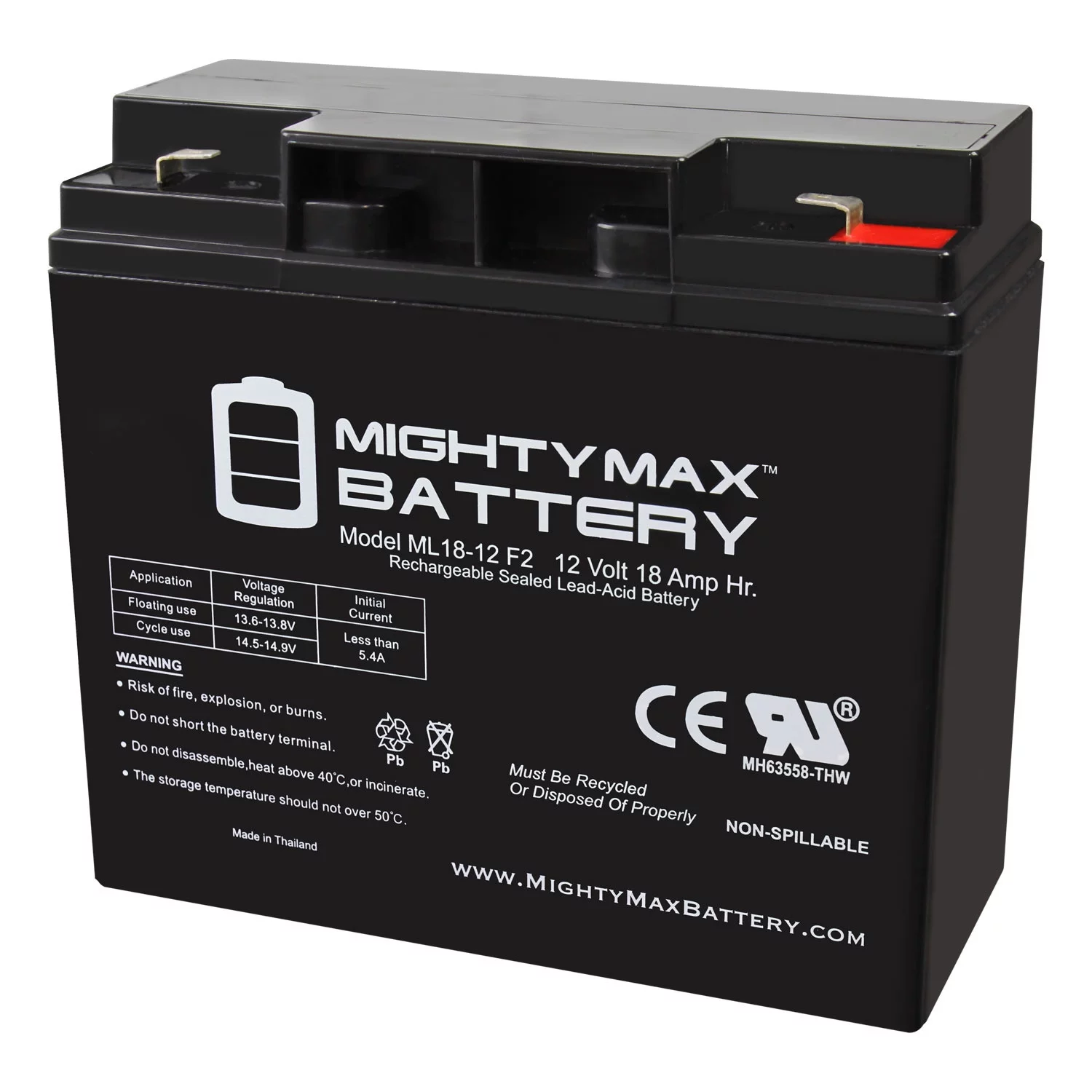 12V 18AH F2 SLA Replacement Battery for Power Sonic PS-12180