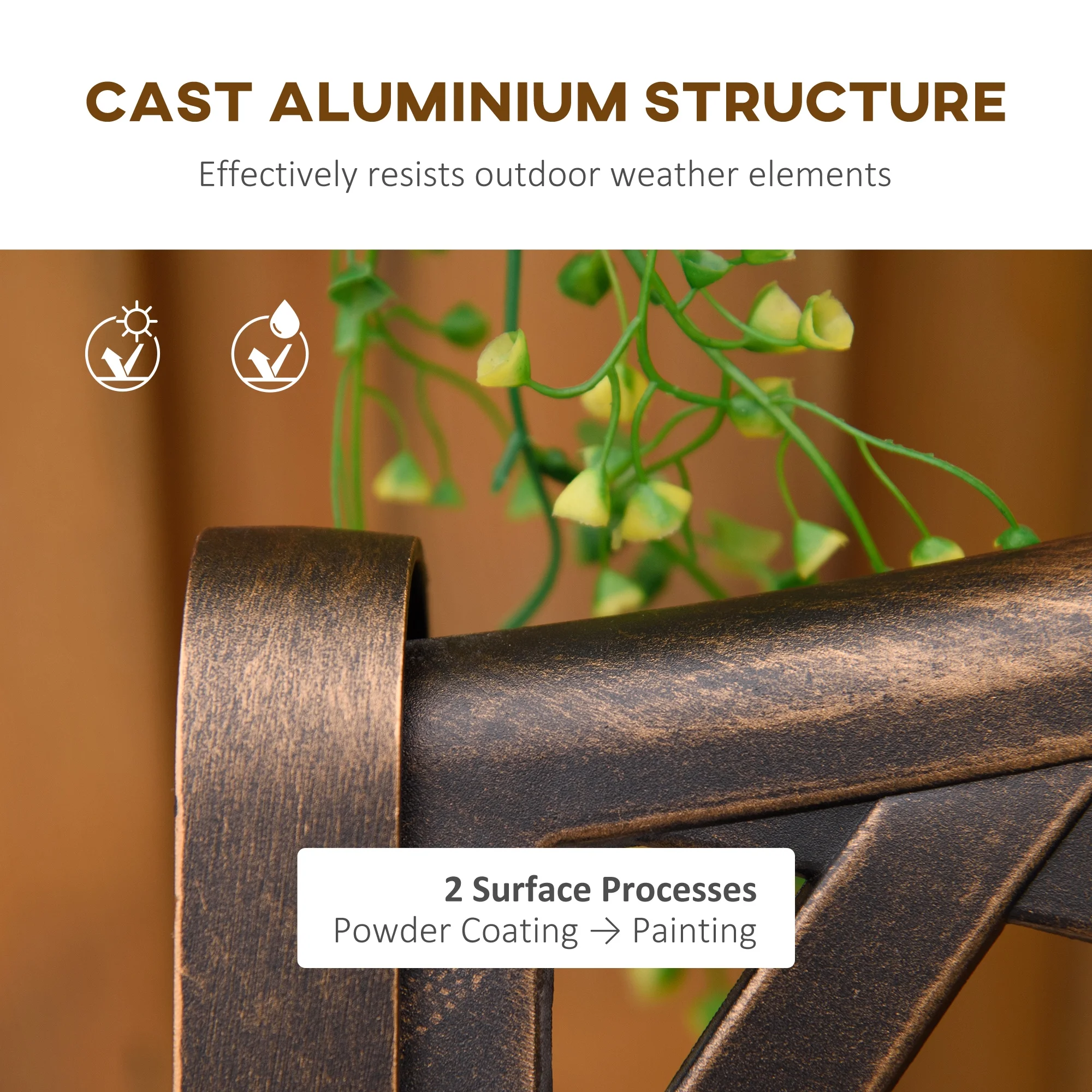 Outsunny Patio Park Bench, Lattice, 2 Seat, Armrests, Aluminum