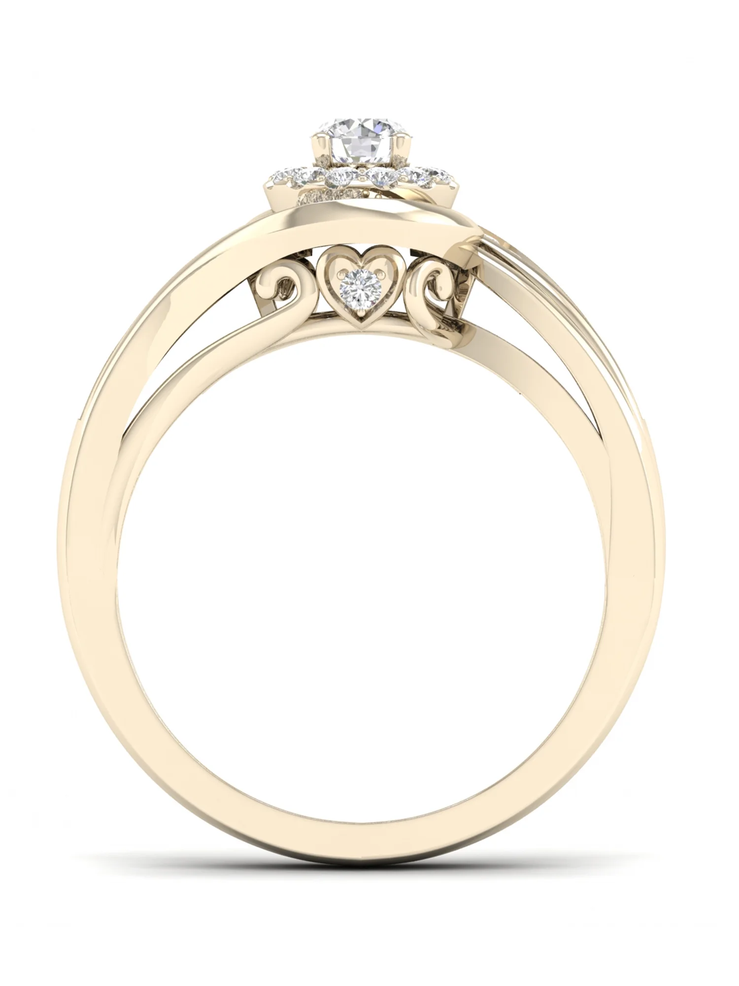 Imperial 1/3Ct TDW Diamond 10k Yellow Gold Bypass Halo Bridal Set (H-I, I2)