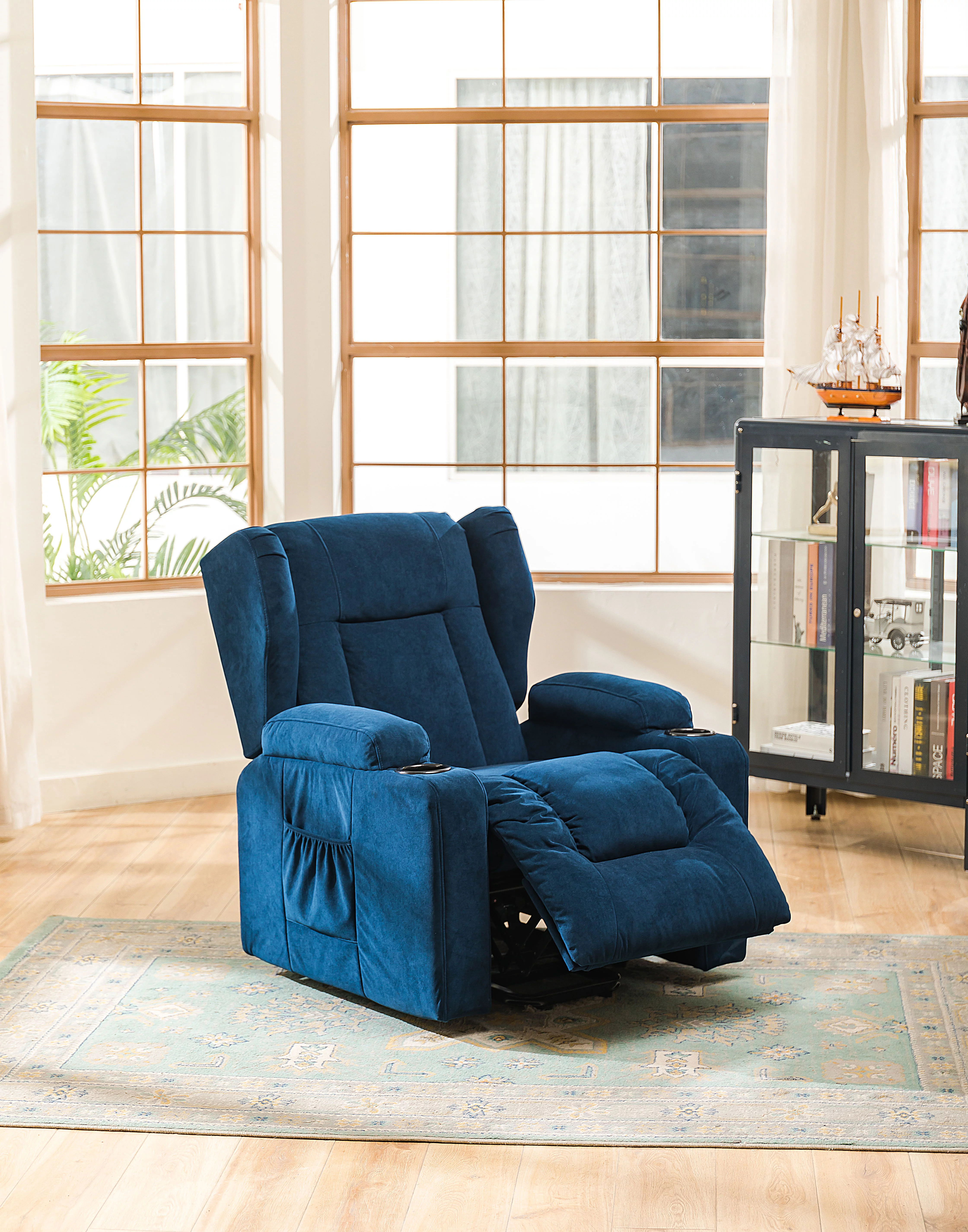 Comhoma Recliner Chair Power Lift for Elderly with Heated Massage Recliner Sofa and Infinite Electric Position, Blue