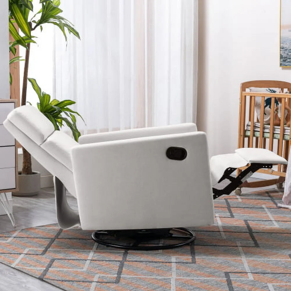 DremFaryoyo Modern Upholstered Rocker Nursery Chair Plush Seating Glider Swivel Recliner Chair  Tan