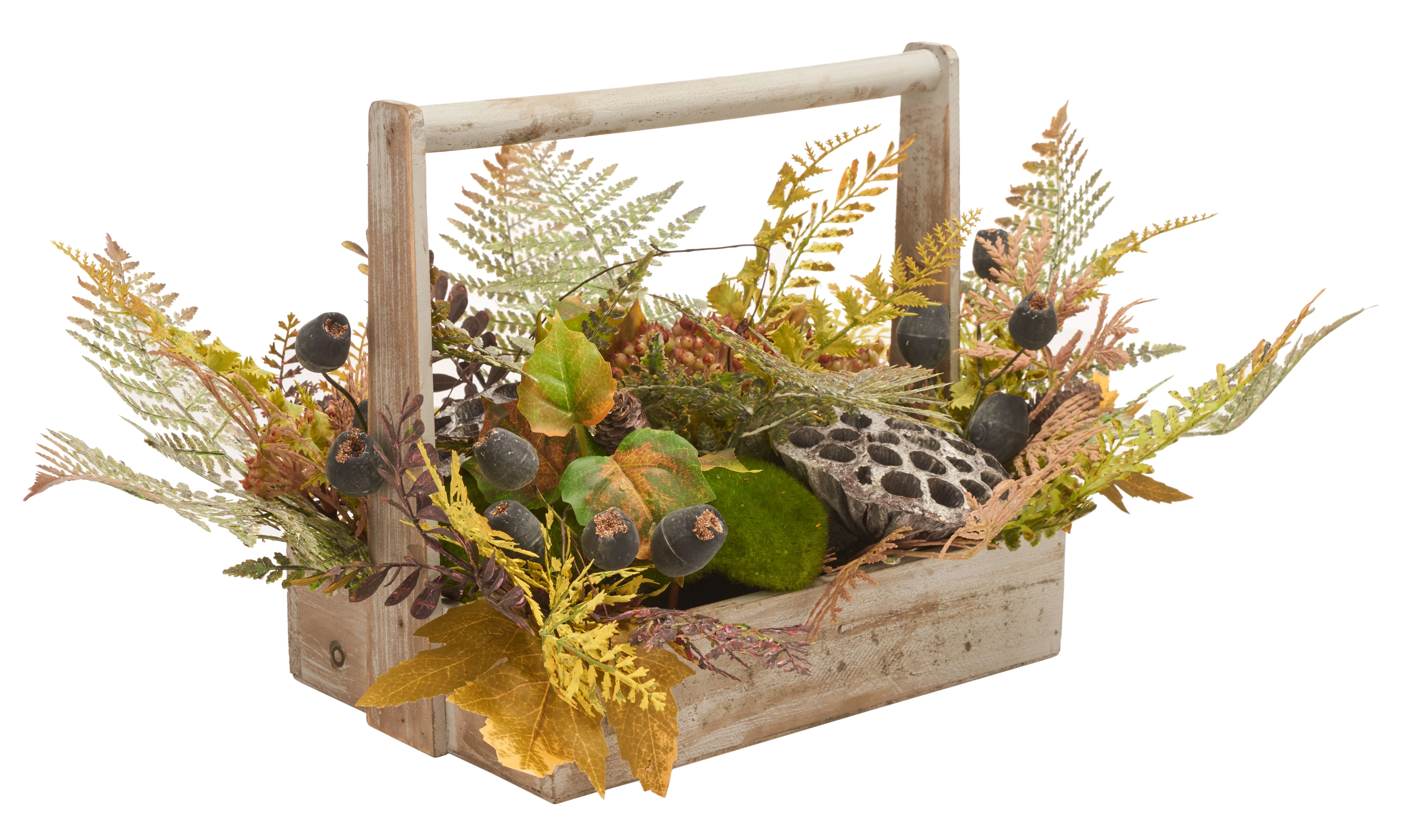 SAFAVIEH Faux 25 Inch Lotus & Fern Wood Planter, Multi