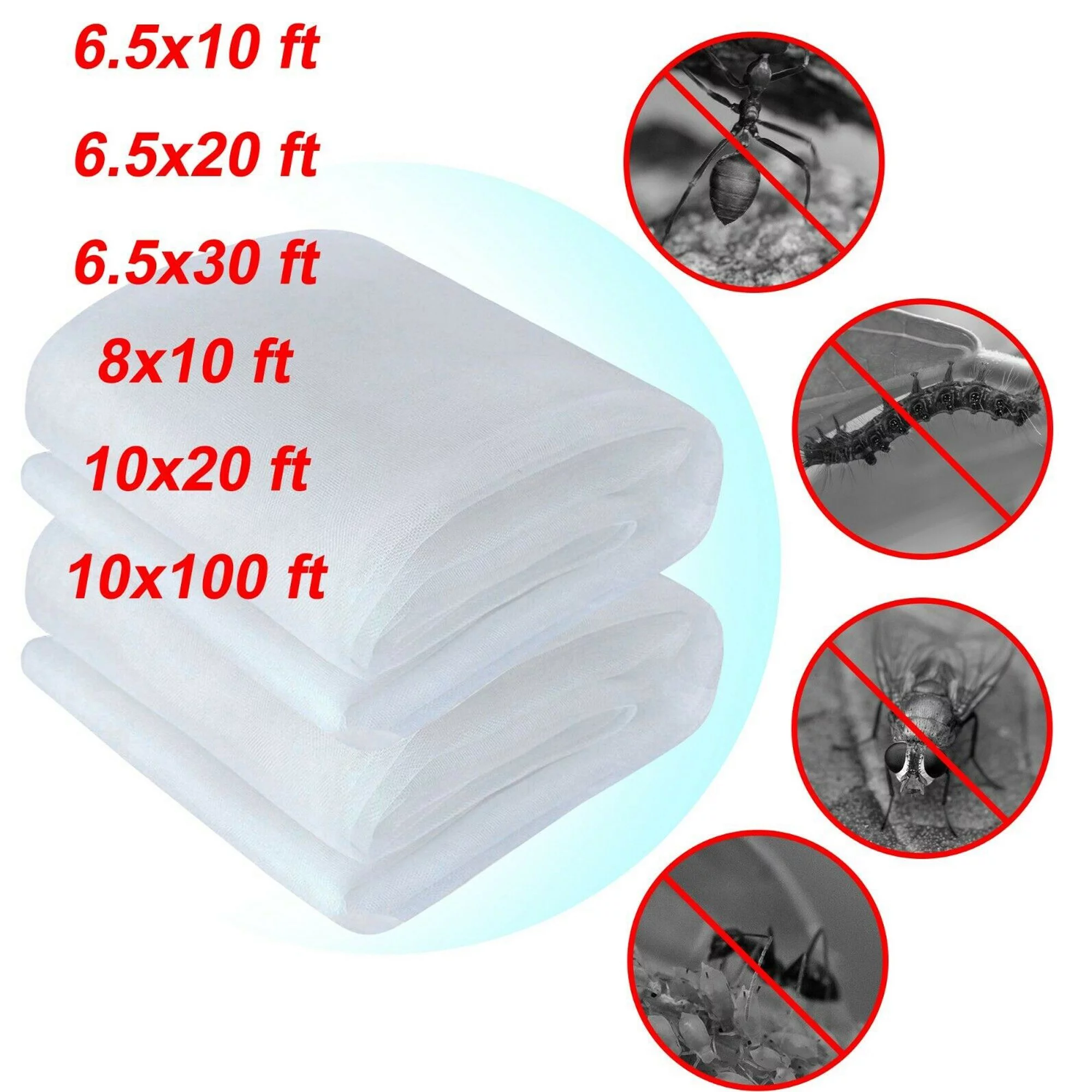 Garden Mesh Netting Kit, Plant Covers 6.5x20 Ft Ultra Fine Mesh Netting for Vegetable Plants Fruits Flowers Crop Greenhouse Row Cover Birds Animals Barrier Protection Net