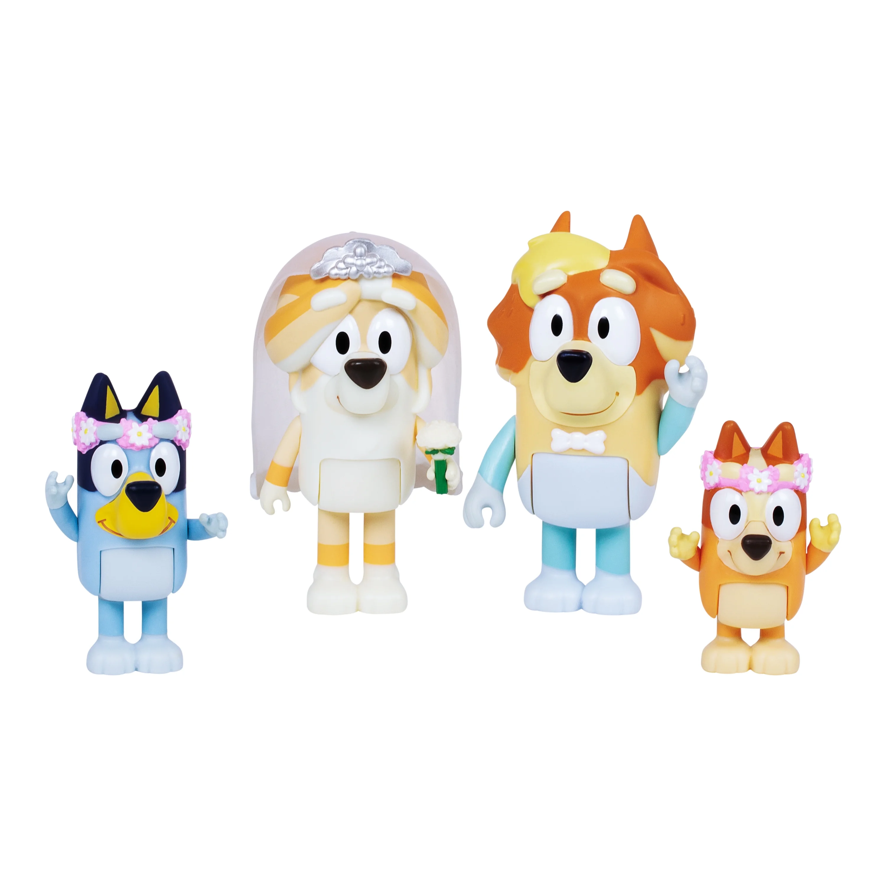 Bluey 4-Pack Wedding Time  Figures, Includes  Uncle Rad, Frisky, Bluey and Bingo, Ages 3+