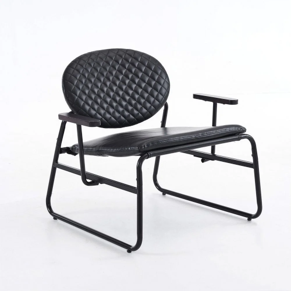 YLtoohoom Modern Oval Back Faux Leather Accent Chairs  Armchairs Living Room Chairs Leisure Chair Lounge Chair with Metal Frame  Black