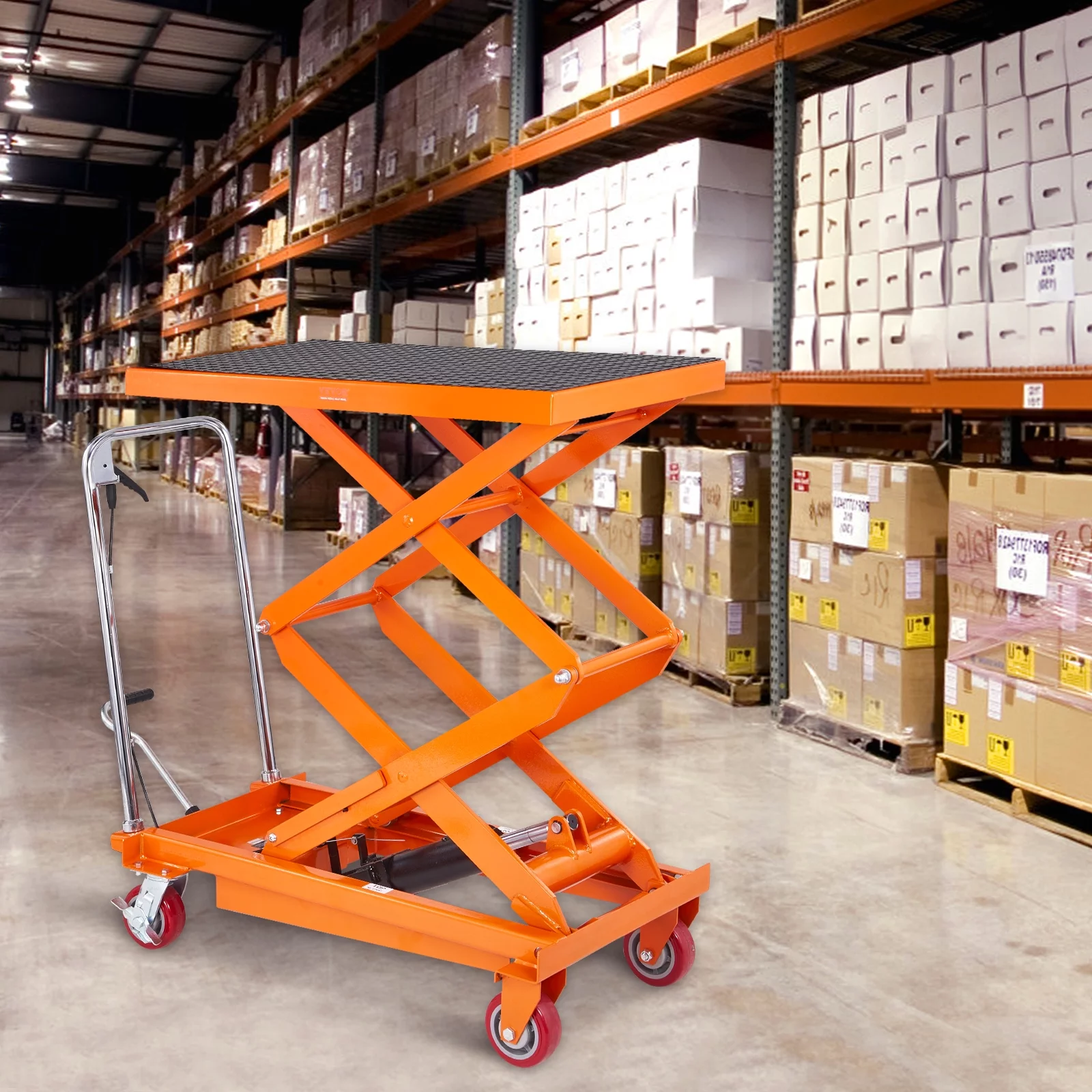BENTISM Hydraulic Lift Table Cart 770 lbs Manual Double Scissor Lift Table 59