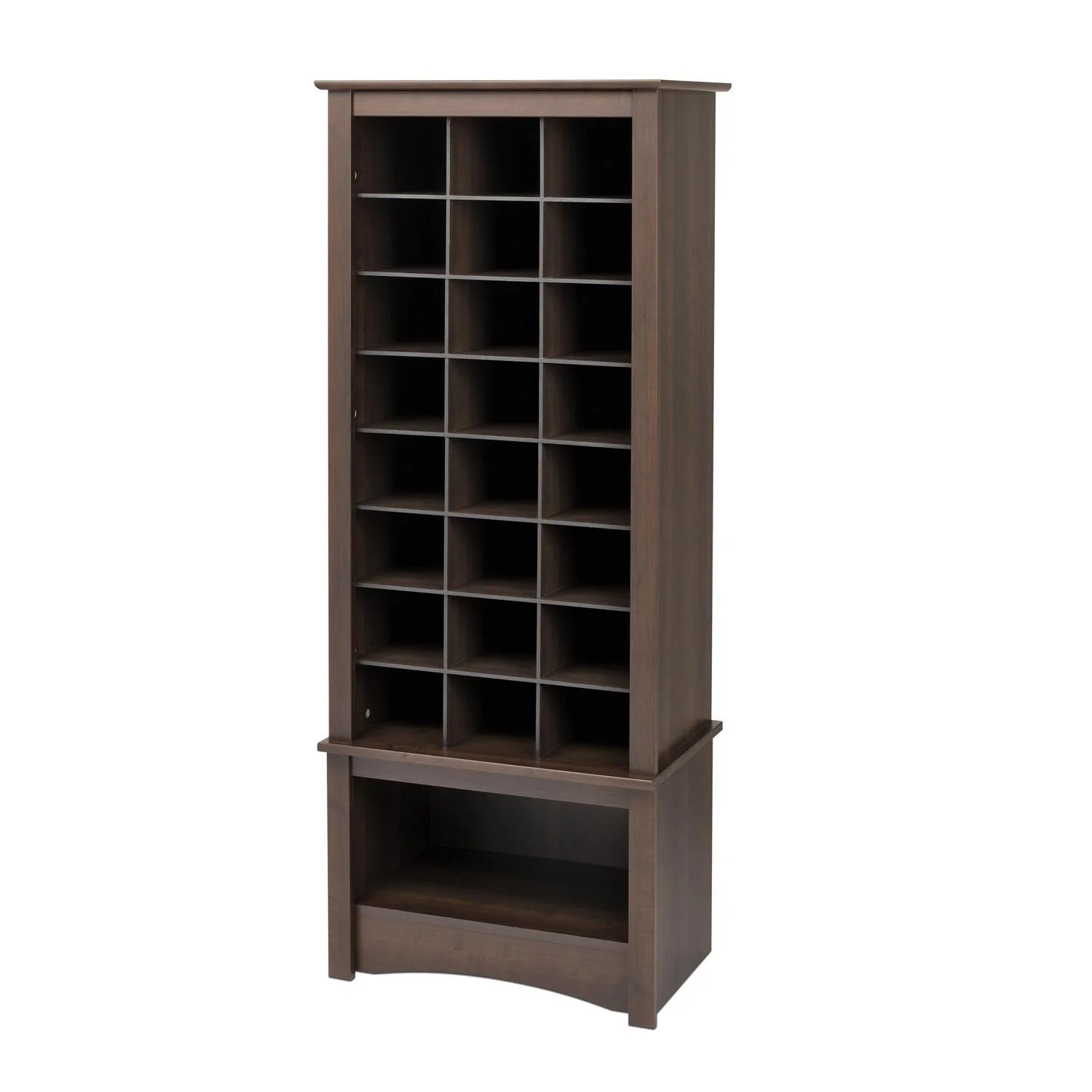 Prepac Tall Shoe Cubbie Cabinet in Espresso