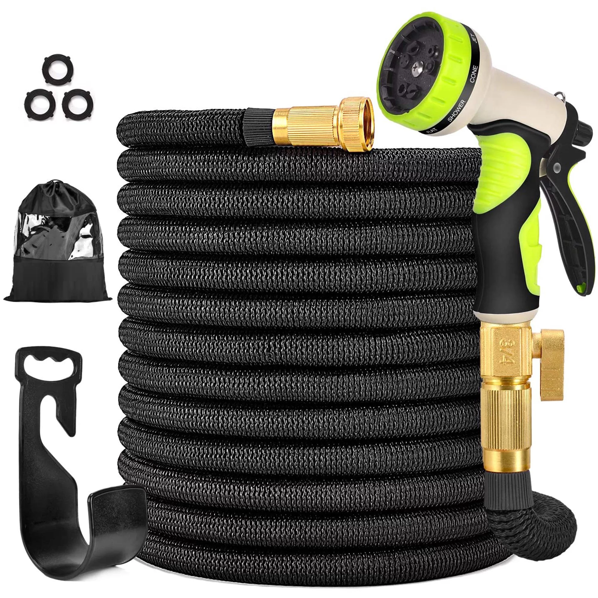 100ft Garden Hose Water Hose with 10 Function Nozzle for Watering and Washing