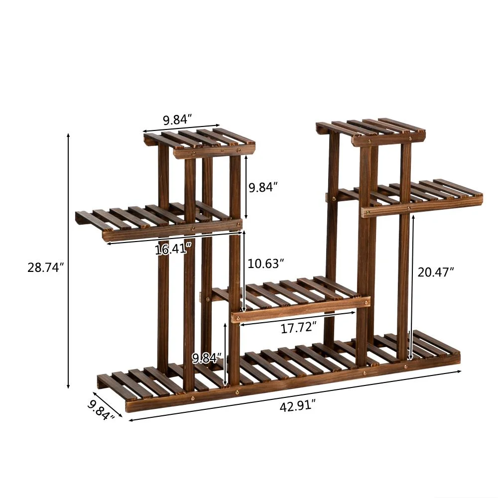 Zimtown 8-Tier Pine Wood Plant Stand Flower Pot Holder