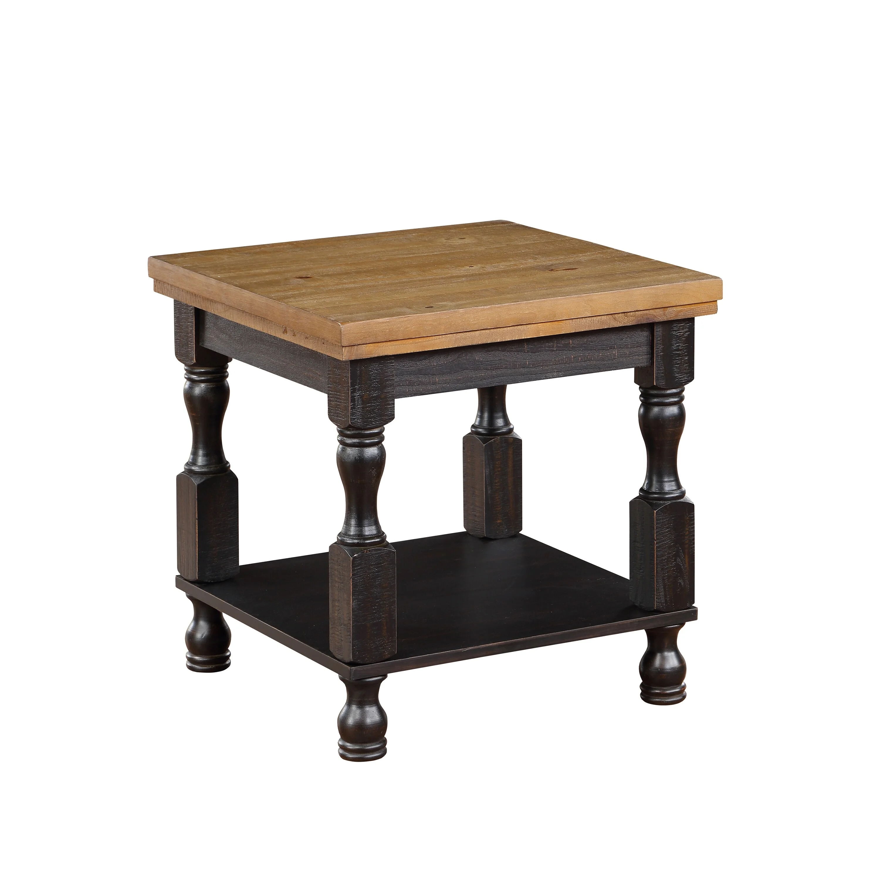 Furniture of America  Harrington Farmhouse 24-inch 1-Shelf End Table Antique Black/Oak Antique, Oak Finish